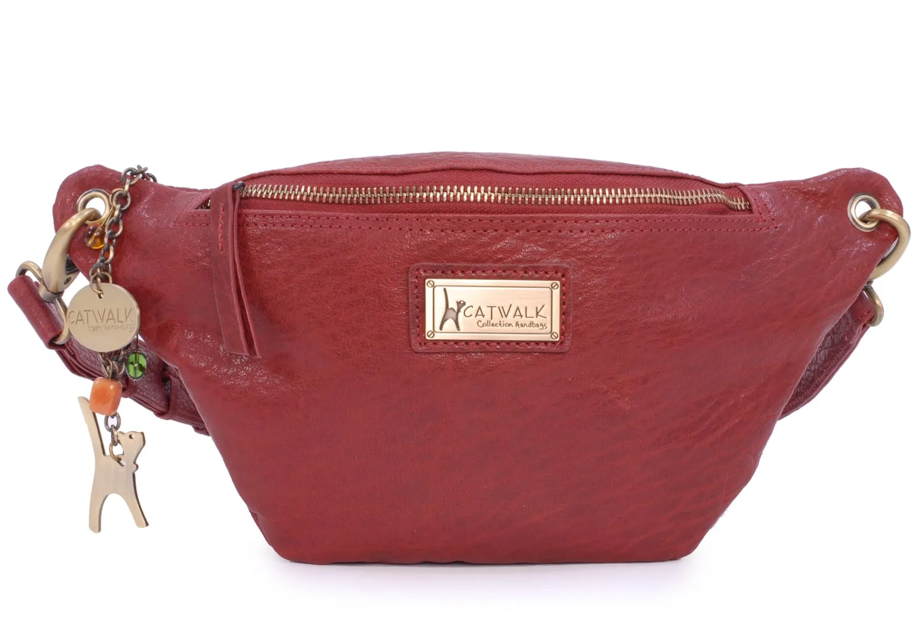 Catwalk Collection Handbags Ariana Marsupio Donna in Pelle Rosso - immagine 3
