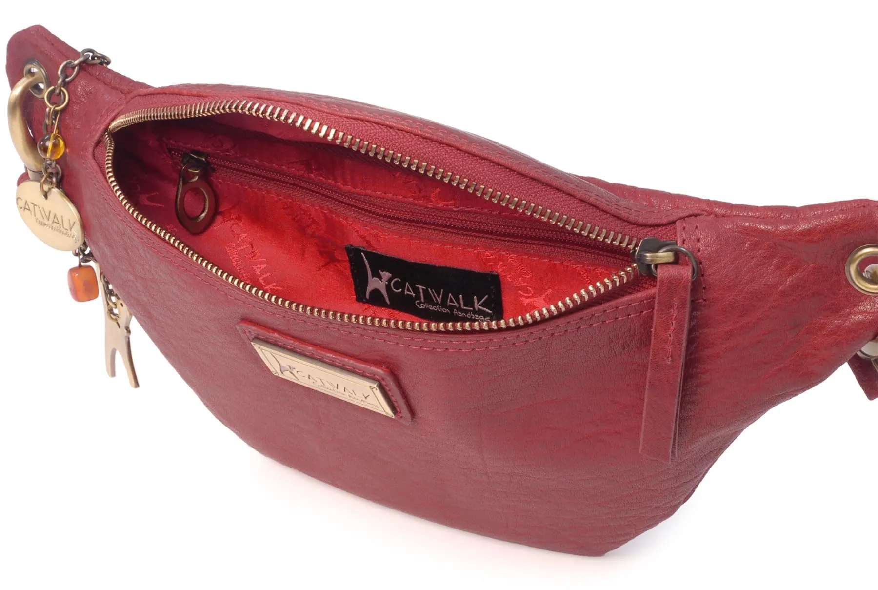 Catwalk Collection Handbags Ariana Marsupio Donna in Pelle Rosso - immagine 4