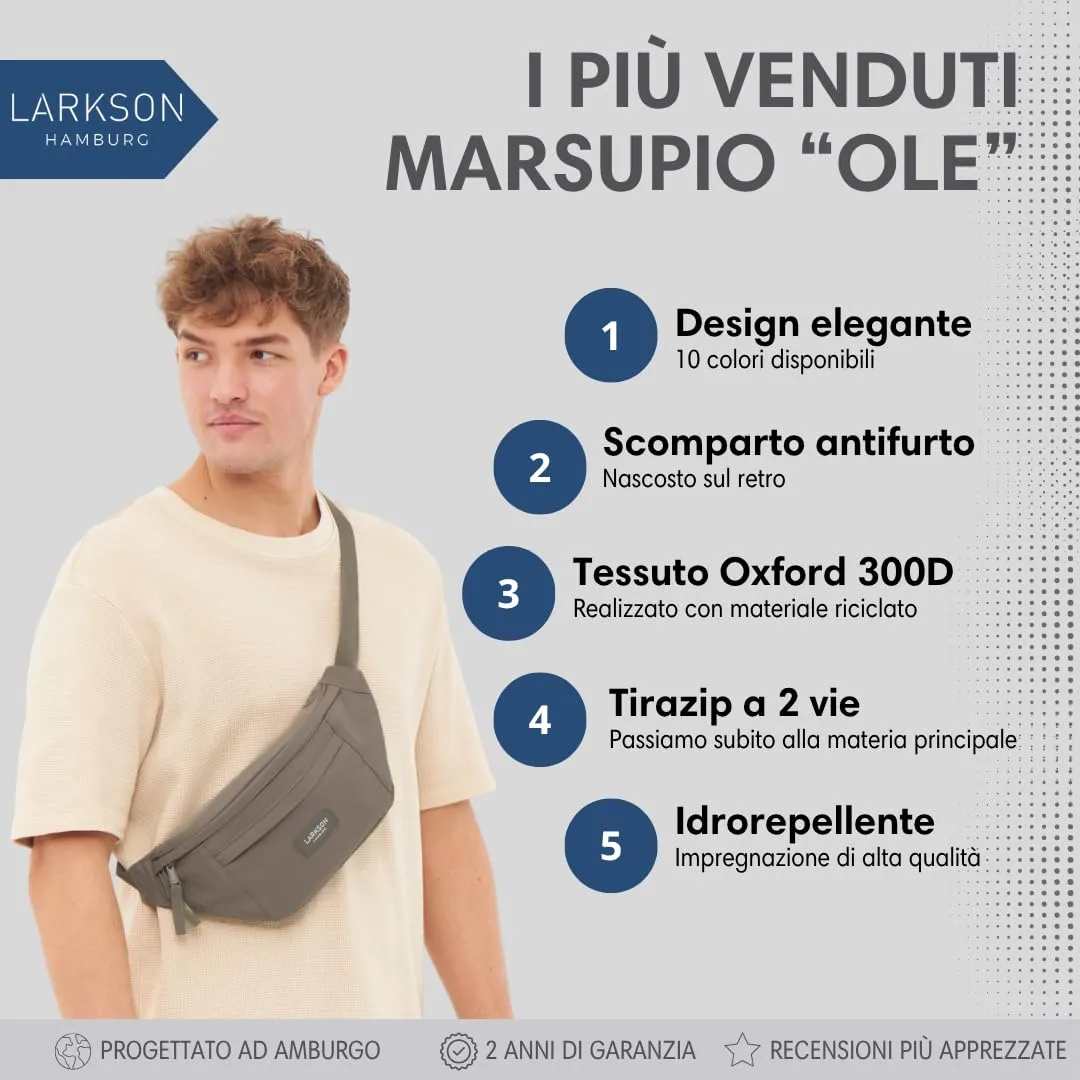 LARKSON Marsupio Donna e Uomo Grigio - immagine 2