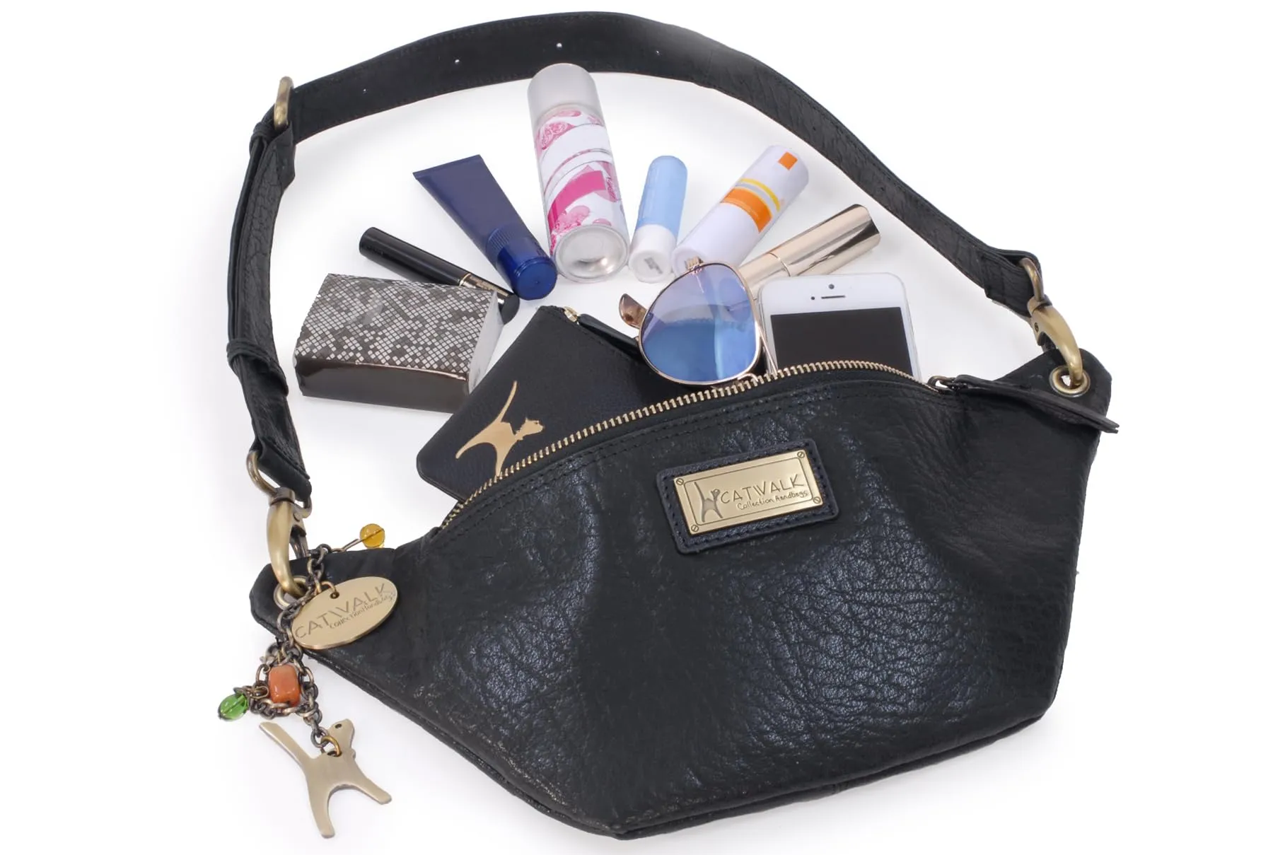 Catwalk Collection Handbags Ariana Marsupio Donna in Pelle - Nero - immagine 5