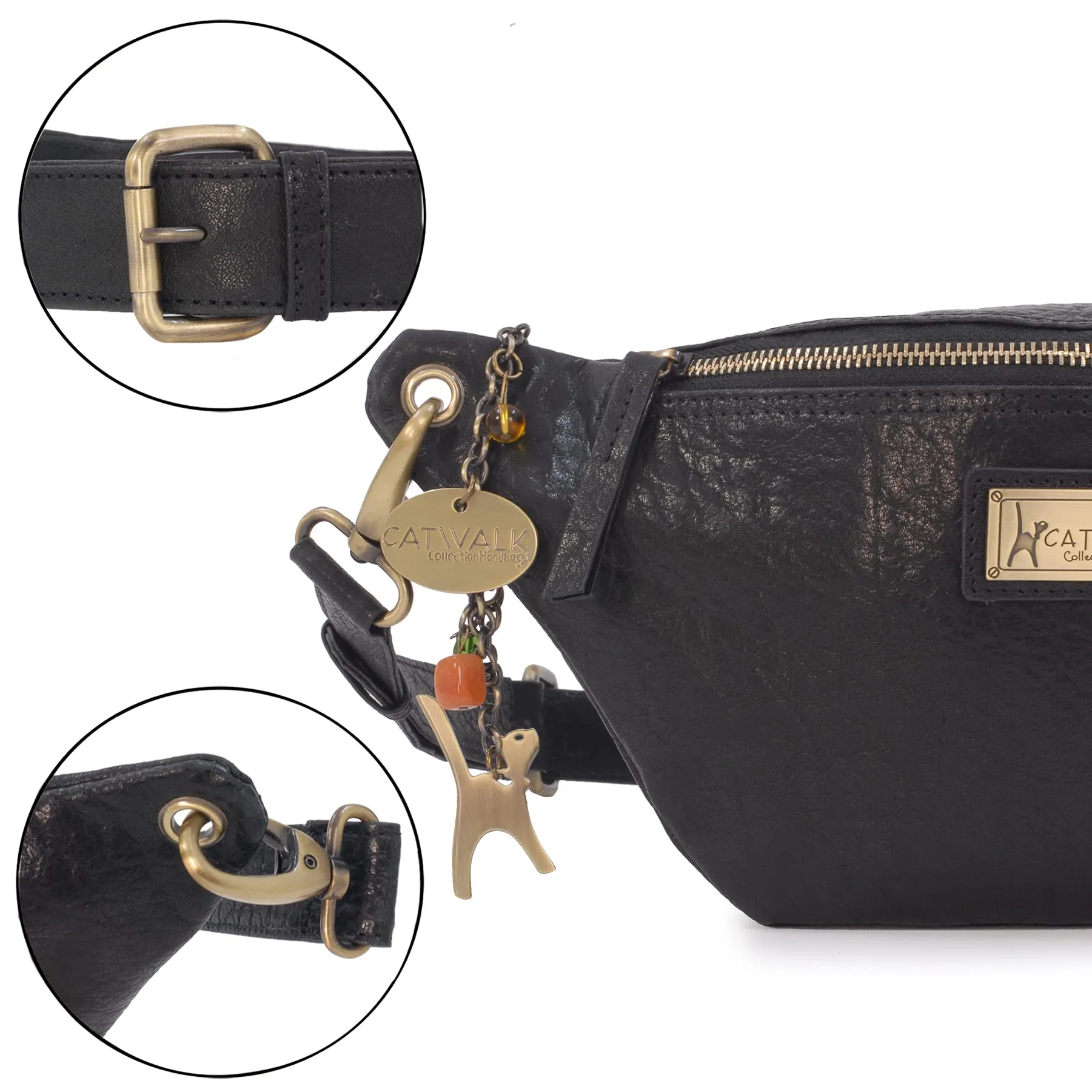 Catwalk Collection Handbags Ariana Marsupio Donna in Pelle - Nero - immagine 6