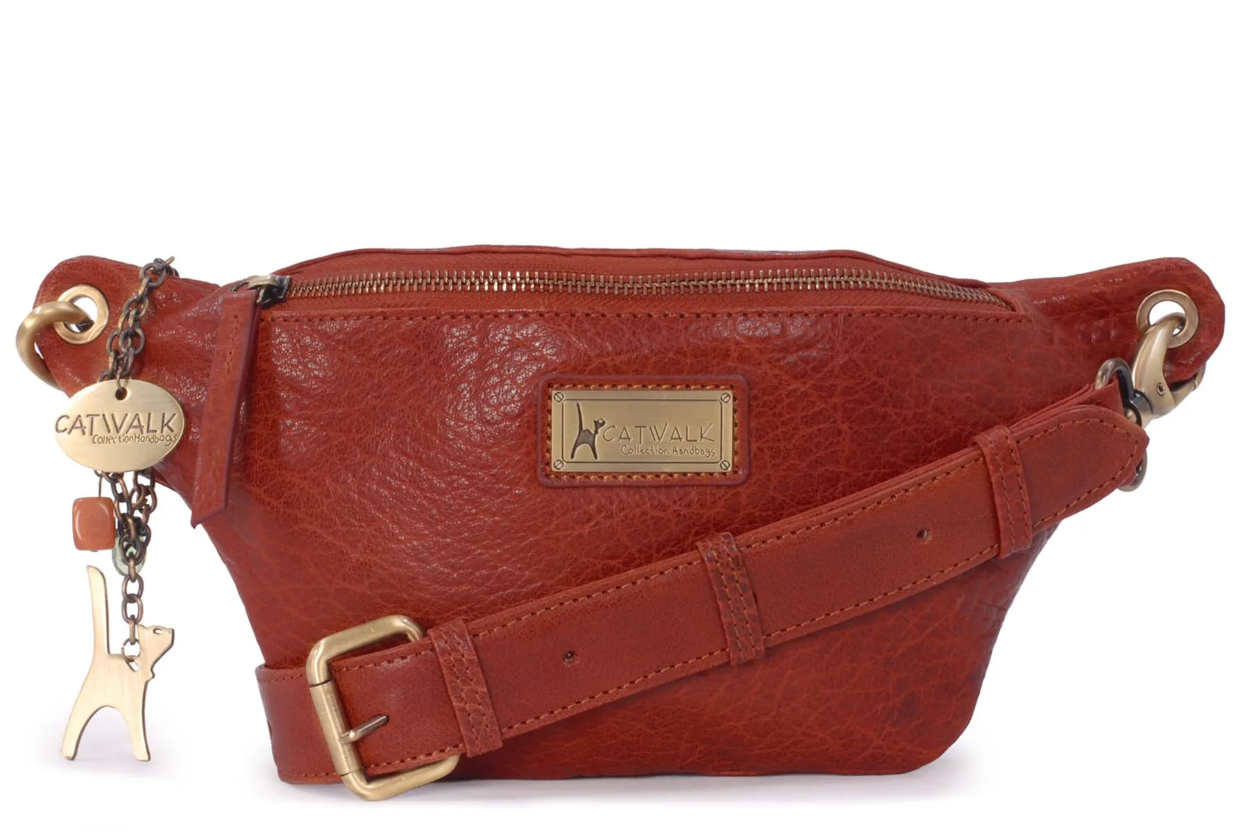 Catwalk Collection Handbags Ariana Marsupio in Pelle Marrone Chiaro - immagine 1