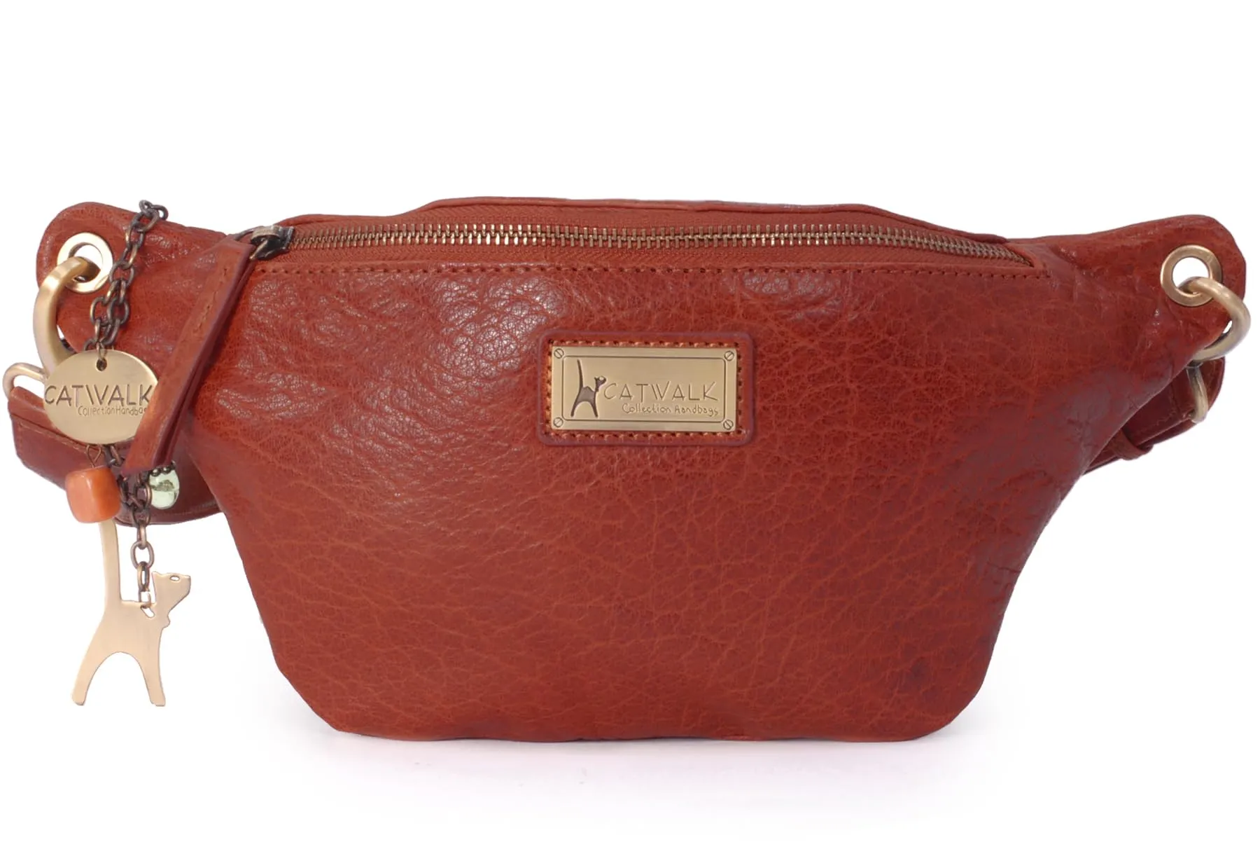 Catwalk Collection Handbags Ariana Marsupio in Pelle Marrone Chiaro - immagine 3