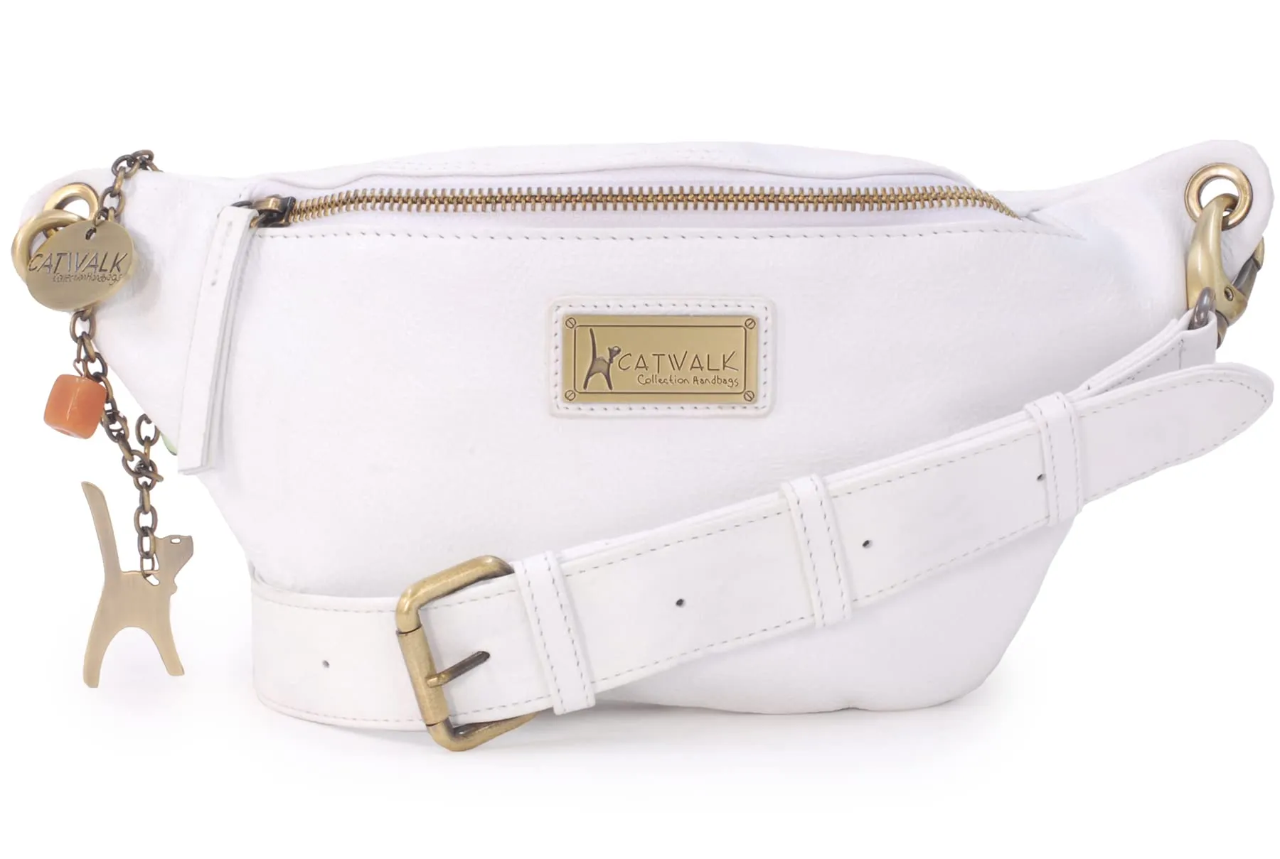 Catwalk Collection Handbags Ariana Marsupio Donna in Pelle - Bianco - immagine 1