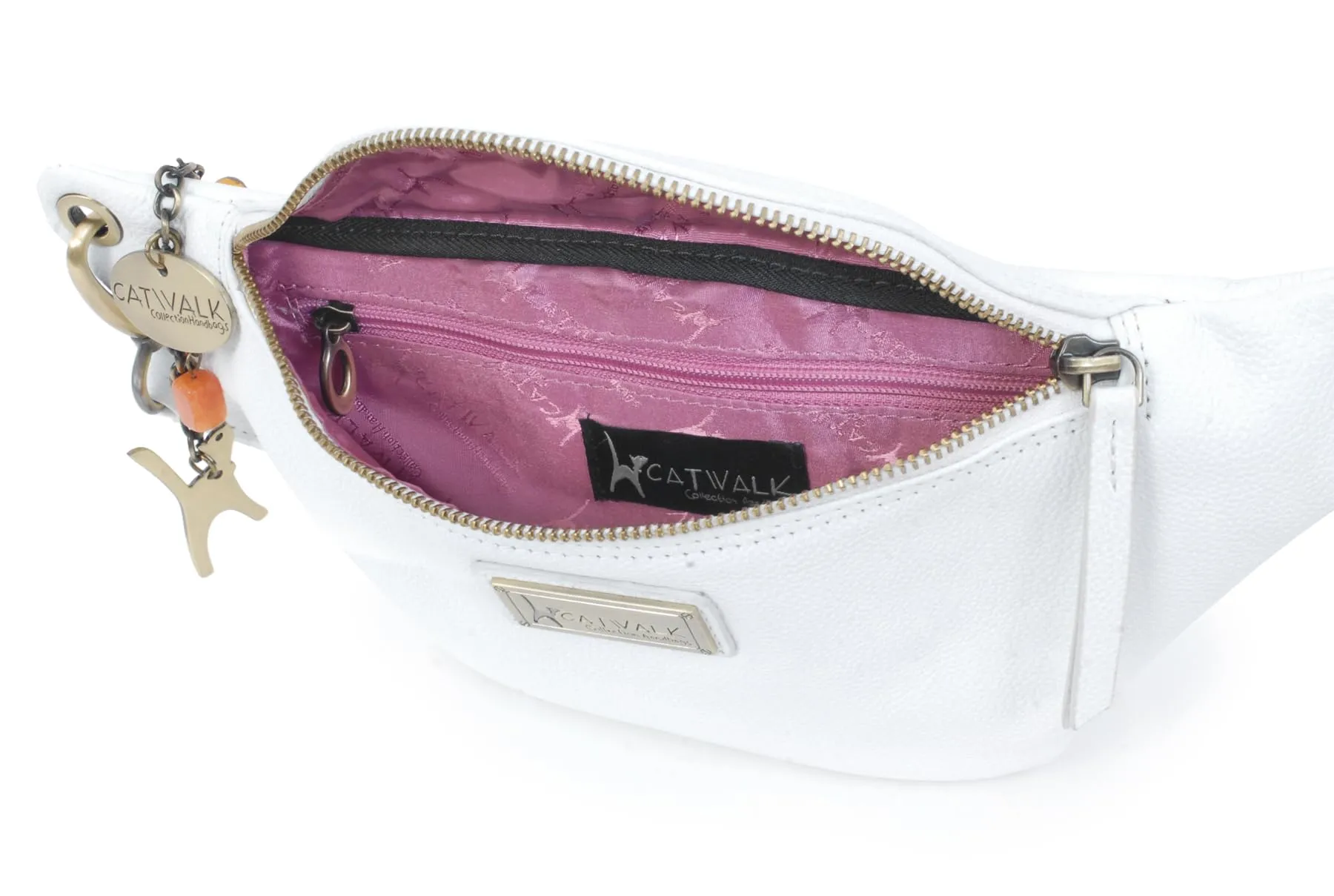 Catwalk Collection Handbags Ariana Marsupio Donna in Pelle - Bianco - immagine 4