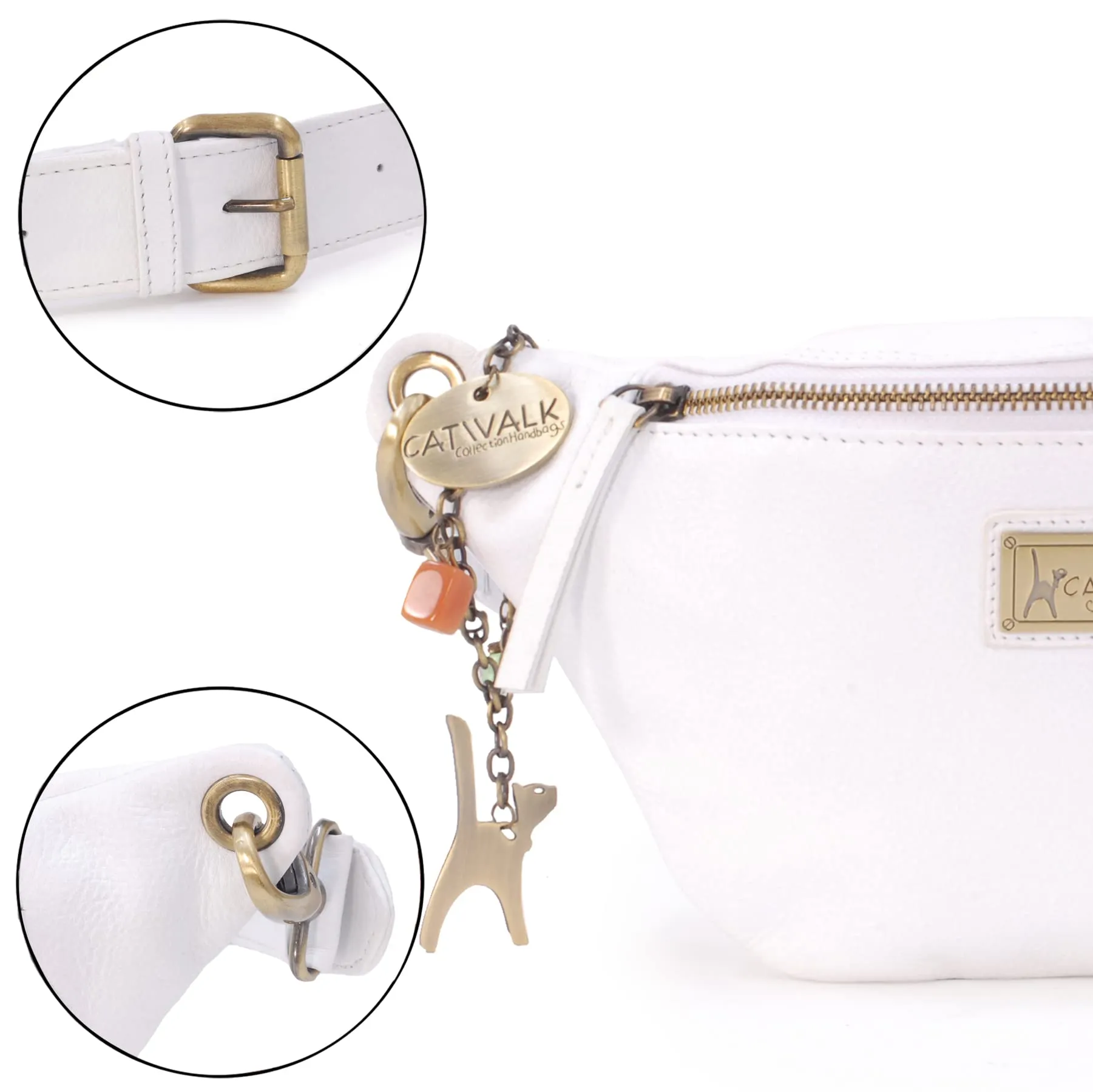 Catwalk Collection Handbags Ariana Marsupio Donna in Pelle - Bianco - immagine 5
