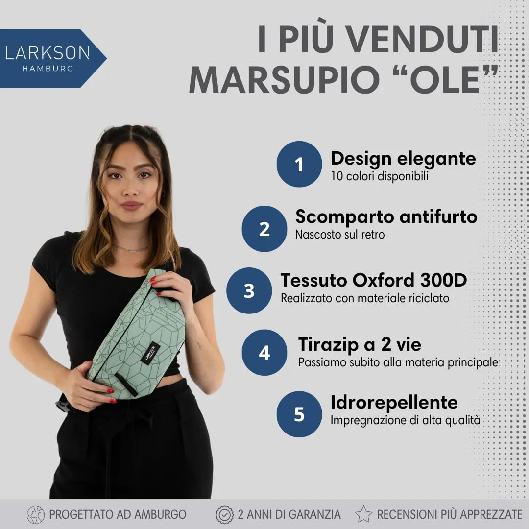 LARKSON Marsupio Donna e Uomo Verde Ole - immagine 2
