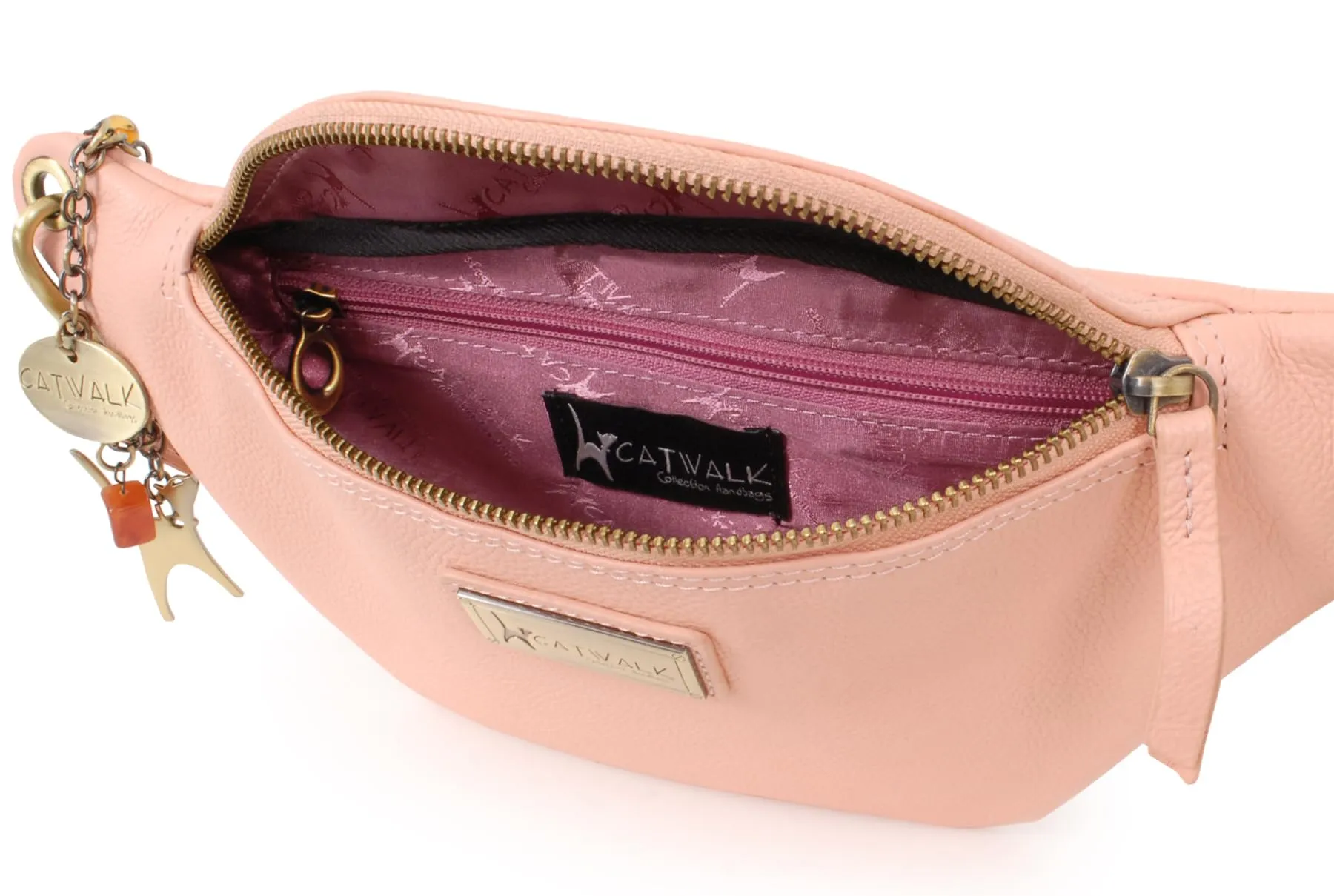 Catwalk Collection Handbags Ariana Marsupio Donna in Pelle, Rosa - immagine 5