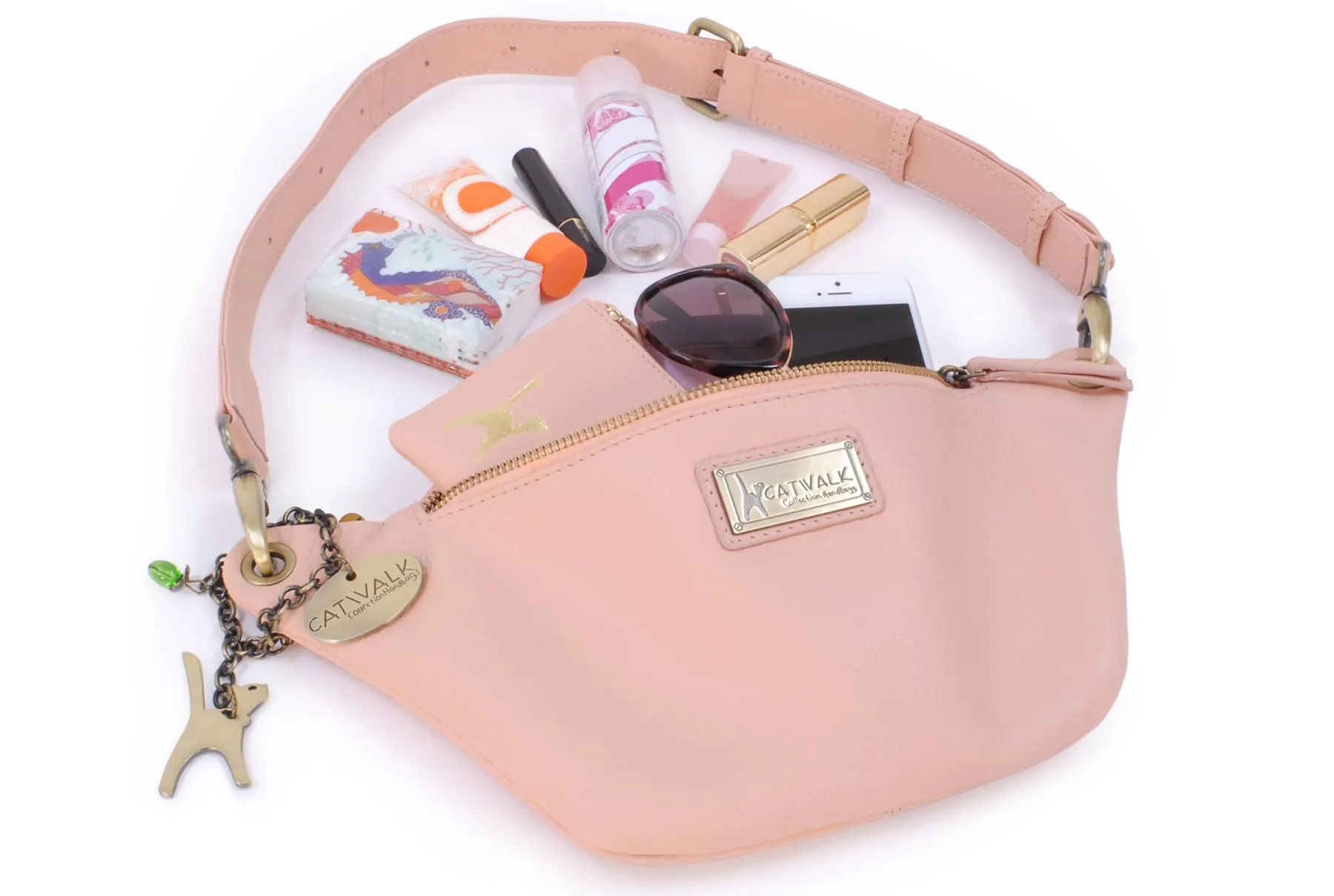 Catwalk Collection Handbags Ariana Marsupio Donna in Pelle, Rosa - immagine 6