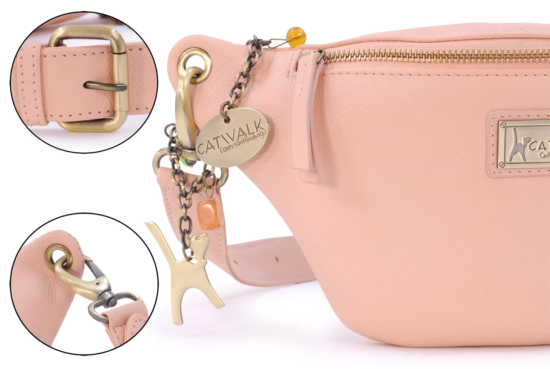 Catwalk Collection Handbags Ariana Marsupio Donna in Pelle, Rosa - immagine 7