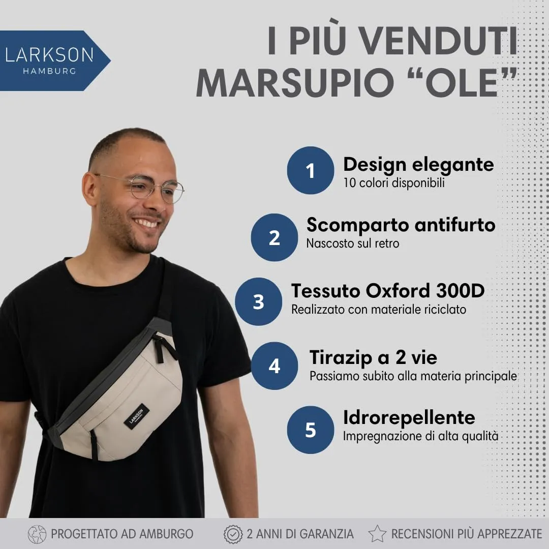 LARKSON Marsupio Donna e Uomo Beige - immagine 2