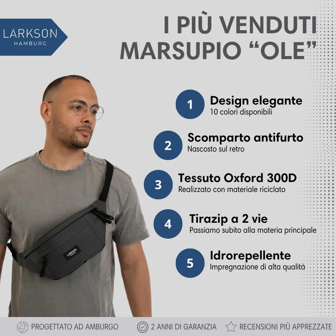 LARKSON Marsupio Donna e Uomo Grigio - immagine 2
