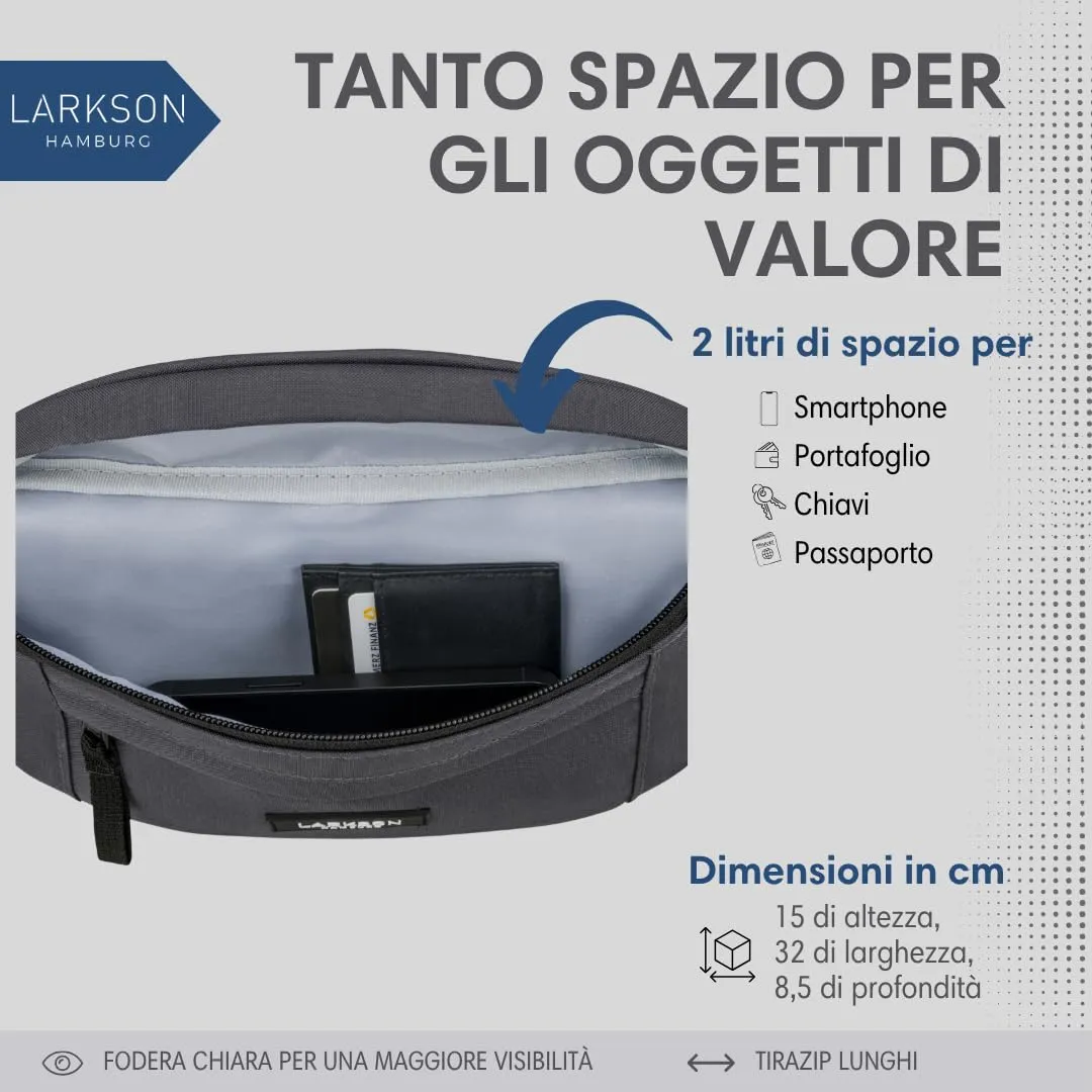 LARKSON Marsupio Donna e Uomo Grigio - immagine 6