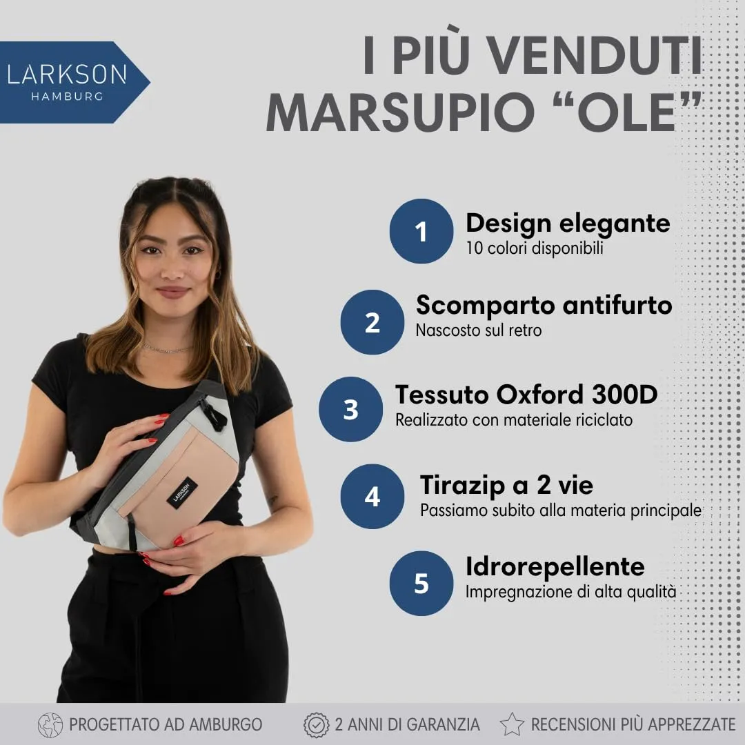 LARKSON Marsupio Donna e Uomo, Rosa - immagine 2