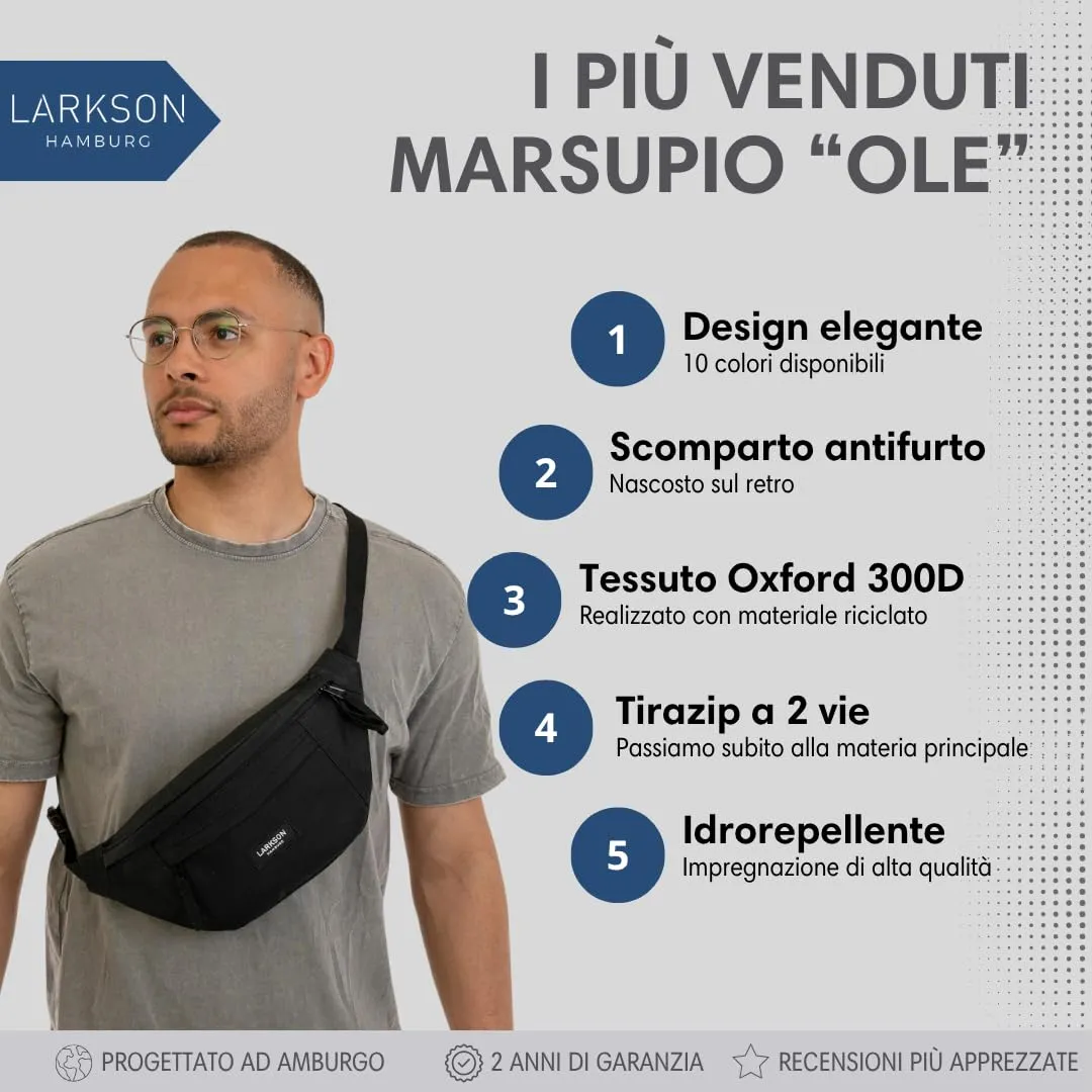 LARKSON Marsupio Donna e Uomo, Nero - immagine 2