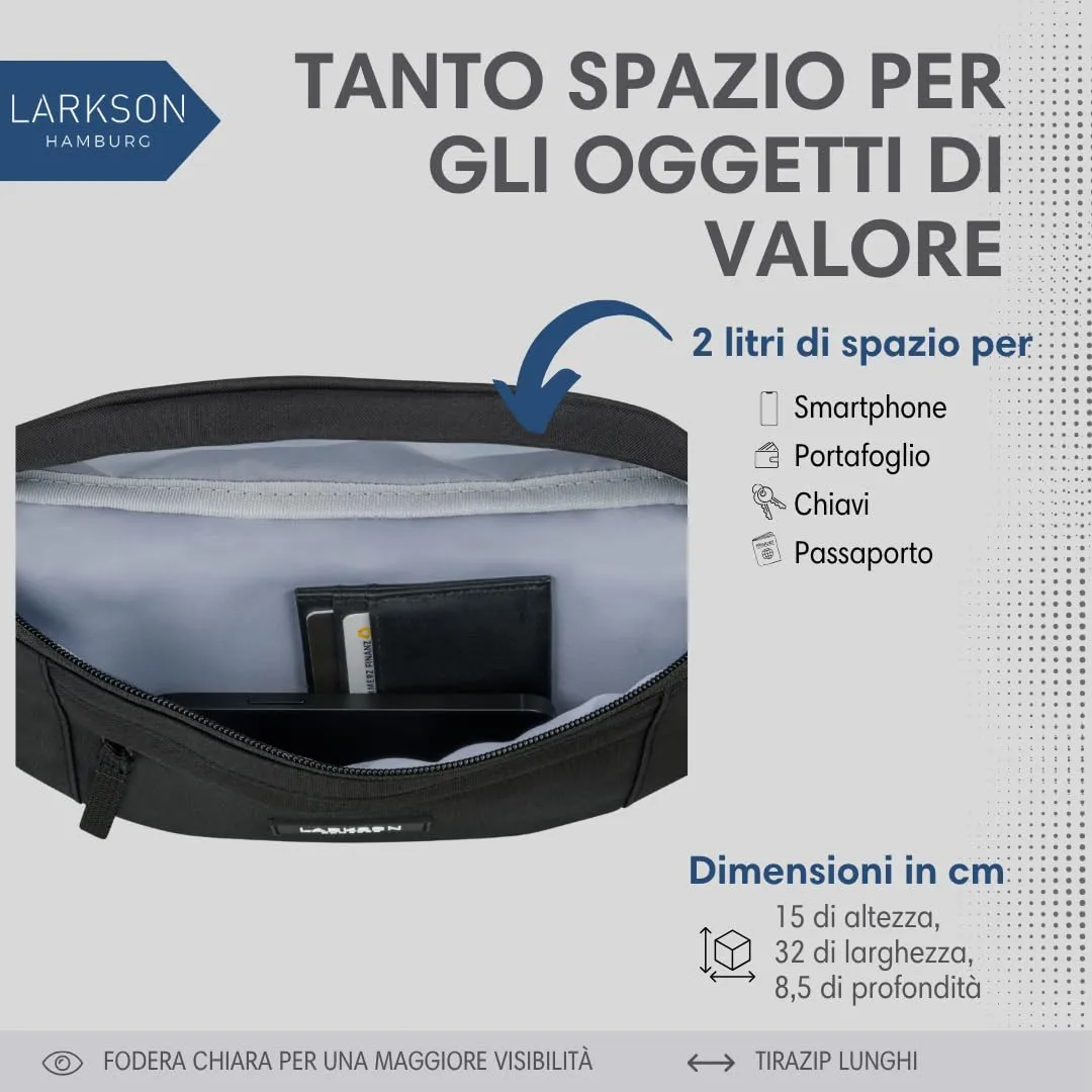 LARKSON Marsupio Donna e Uomo, Nero - immagine 6