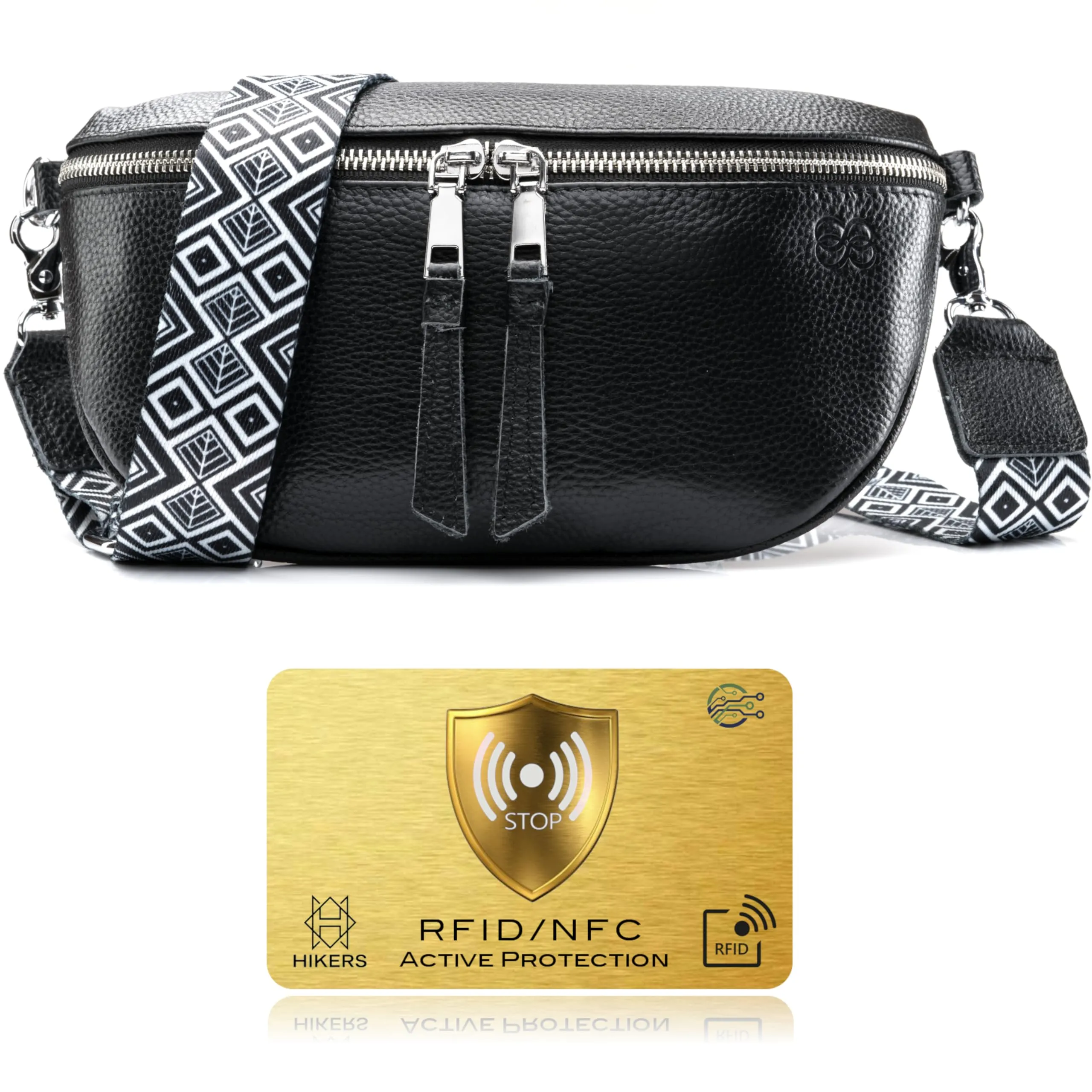88-FLEX Borsa Marsupio Donna in Pelle Vera, Modello Berlino, Nero - immagine 1