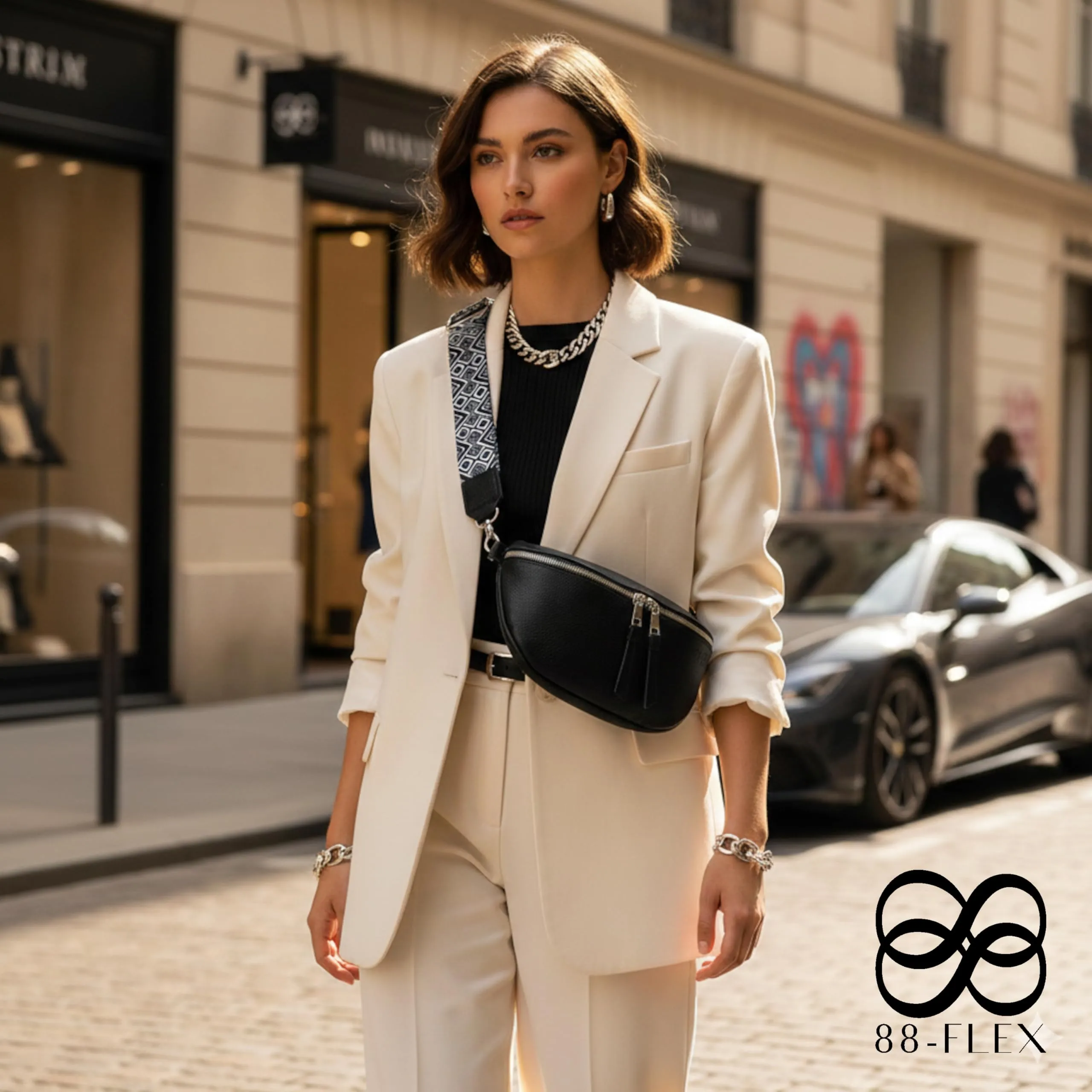 88-FLEX Borsa Marsupio Donna in Pelle Vera, Modello Berlino, Nero - immagine 2