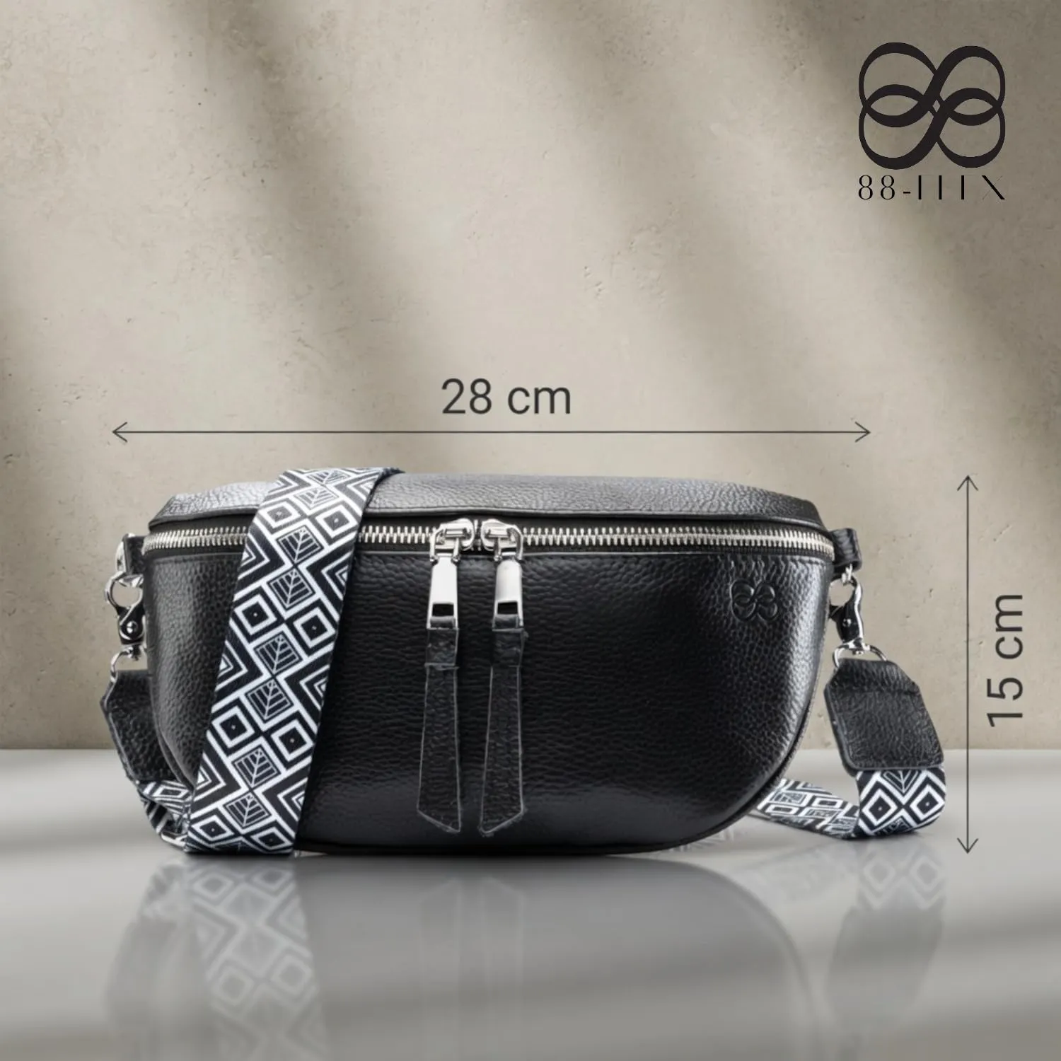 88-FLEX Borsa Marsupio Donna in Pelle Vera, Modello Berlino, Nero - immagine 3