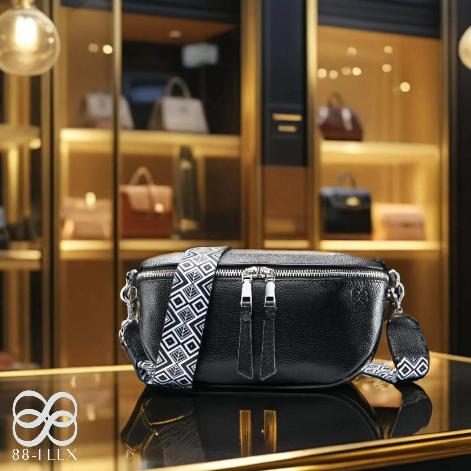 88-FLEX Borsa Marsupio Donna in Pelle Vera, Modello Berlino, Nero - immagine 8