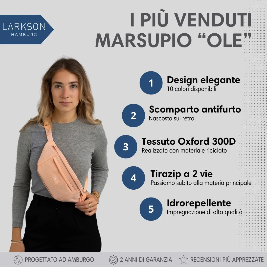 LARKSON Marsupio Donna e Uomo Peach - immagine 2