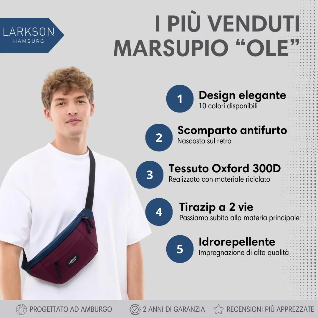 LARKSON Marsupio Donna e Uomo Blu Rosso - immagine 2