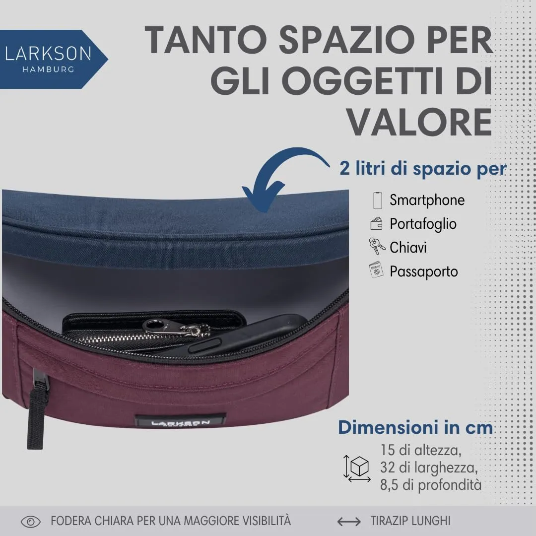 LARKSON Marsupio Donna e Uomo Blu Rosso - immagine 6