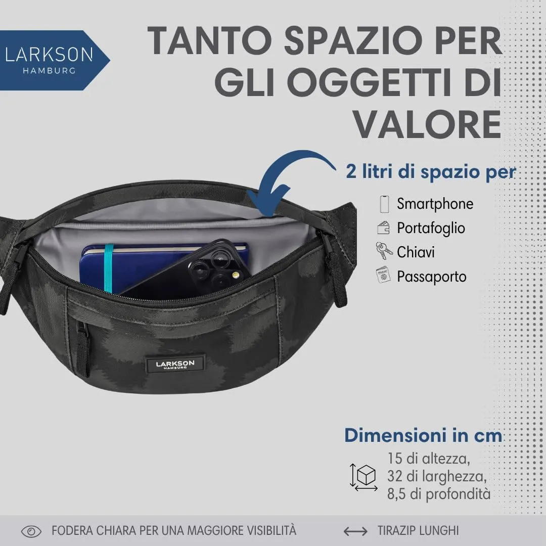 LARKSON Marsupio Donna e Uomo Grigio Leo - immagine 6