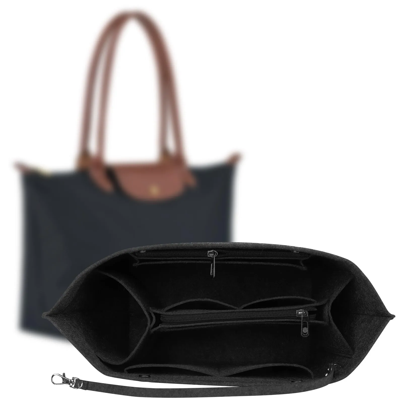 AIDUCHO Organizer da Borse in Feltro per Longchamp, Nero, M - immagine 1