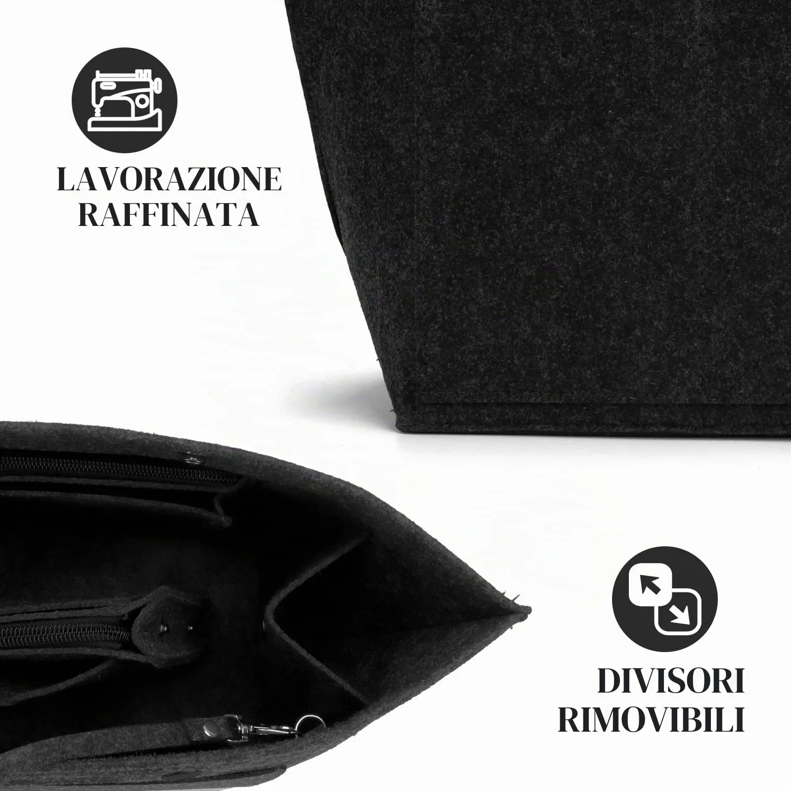 AIDUCHO Organizer da Borse in Feltro per Longchamp, Nero, M - immagine 4