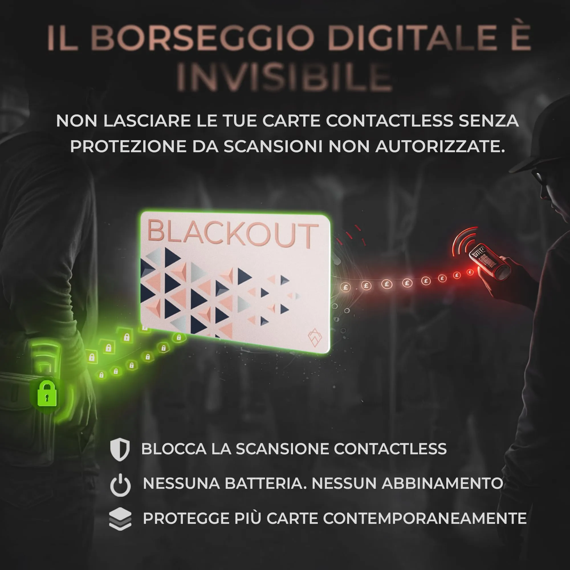 AKIELO Blackout RFID Protection Card, Edizione Rosa, 2 Pezzi - immagine 2