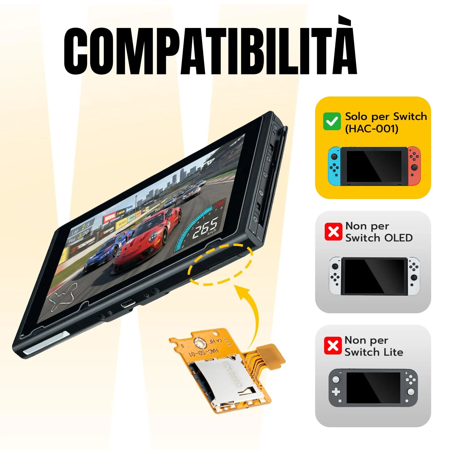 Wigearss Lettore Scheda Micro SD per Nintendo Switch HAC-001 - immagine 2