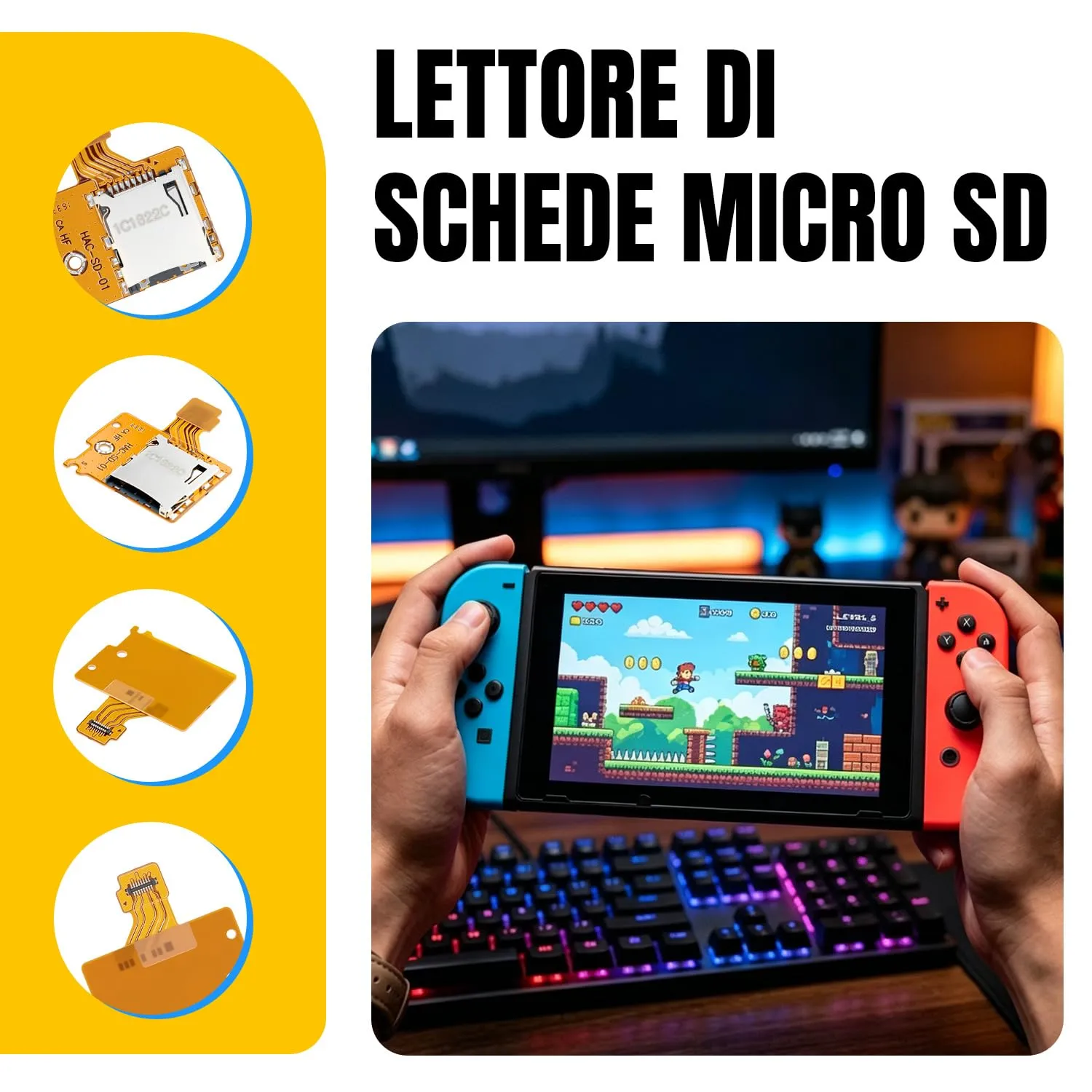 Wigearss Lettore Scheda Micro SD per Nintendo Switch HAC-001 - immagine 7