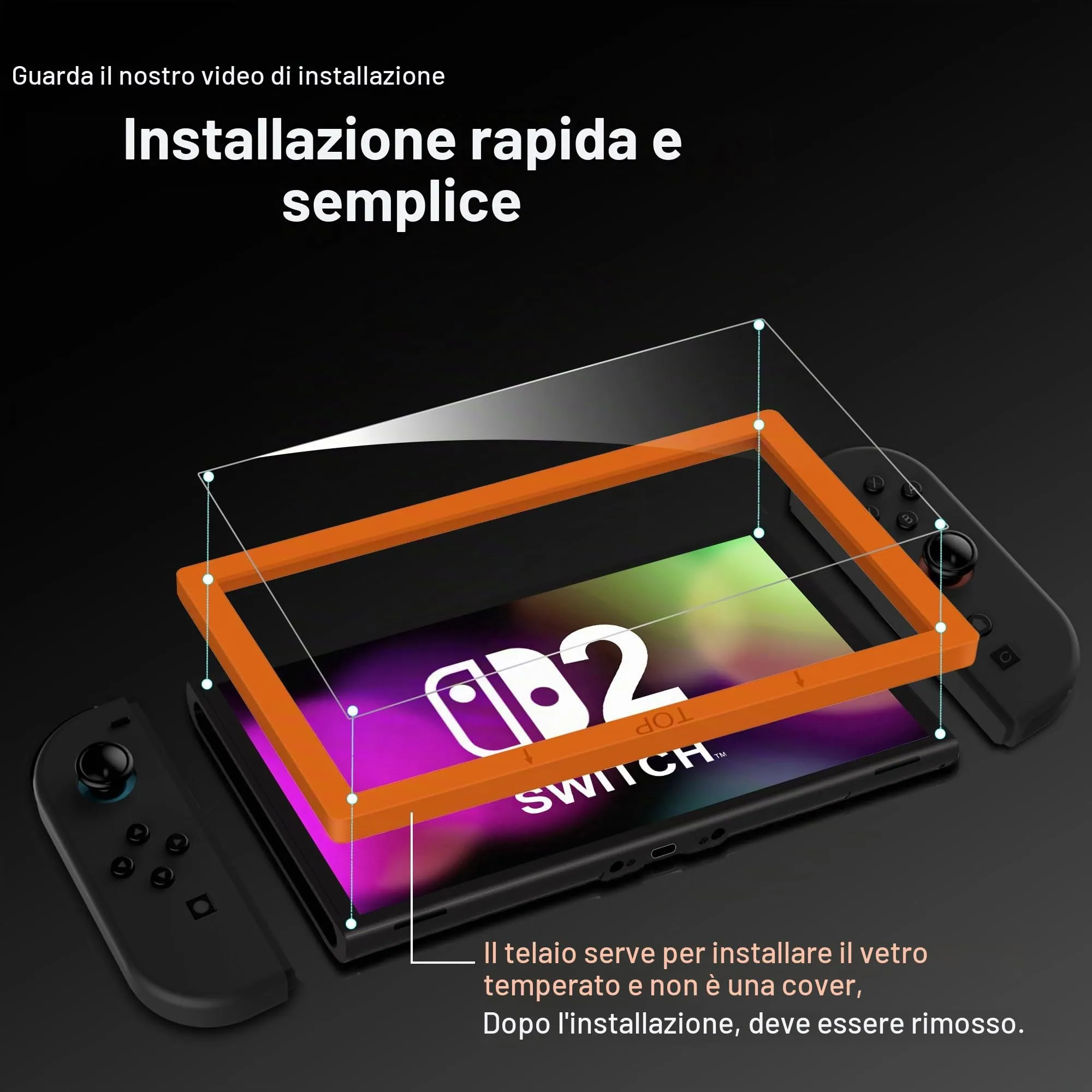 QHOHQ Vetro Temperato per Nintendo Switch 2 7.9 Pollici Modello 2025, Pellicola Protettiva 9H HD, Copertura Completa (3 Pezzi) - immagine 7