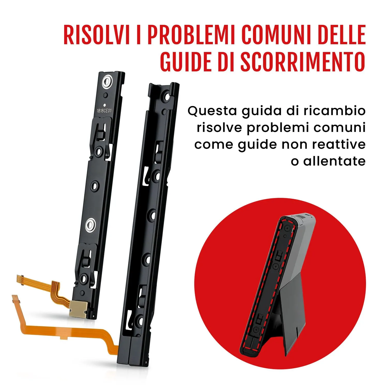 Wigearss Guide di Scorrimento Console L/R per Nintendo Switch, Kit Ricambio con Attrezzi - immagine 3