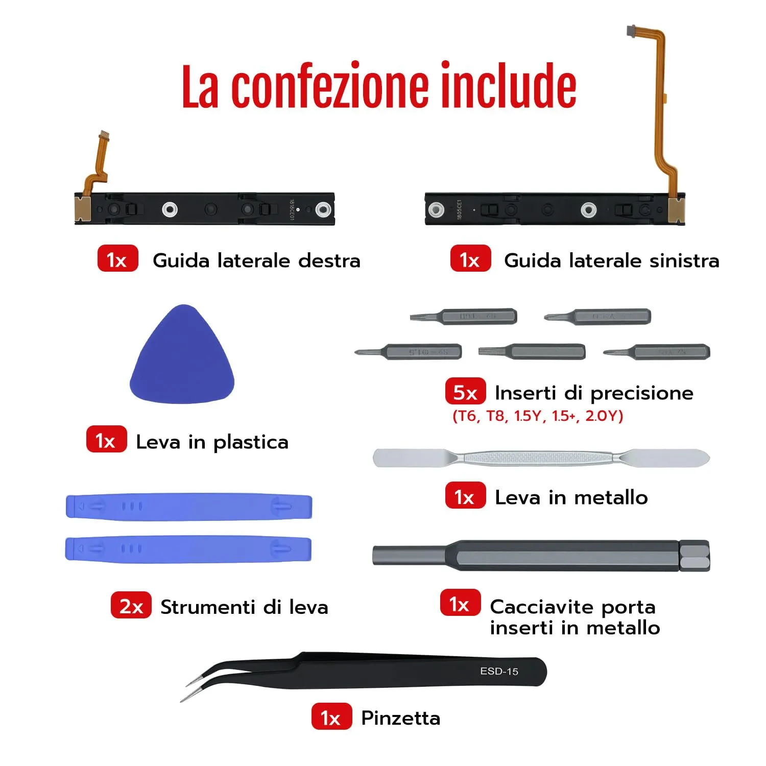 Wigearss Guide di Scorrimento Console L/R per Nintendo Switch, Kit Ricambio con Attrezzi - immagine 8