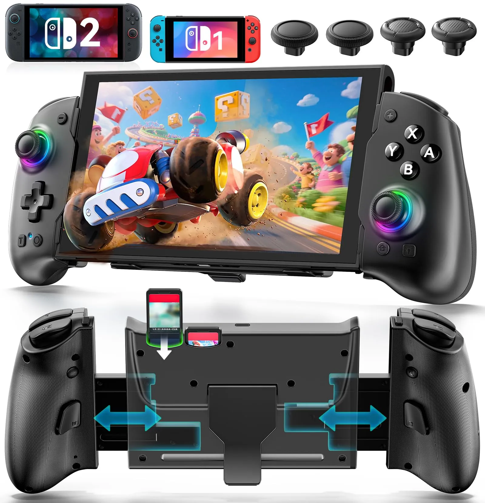 OIVO Controller per Nintendo Switch 2/Switch/OLED con TMR Joystick, Design Telescopico, Luci RGB, Turbo Regolabile, Vibrazione e Macro Programmabile - immagine 1