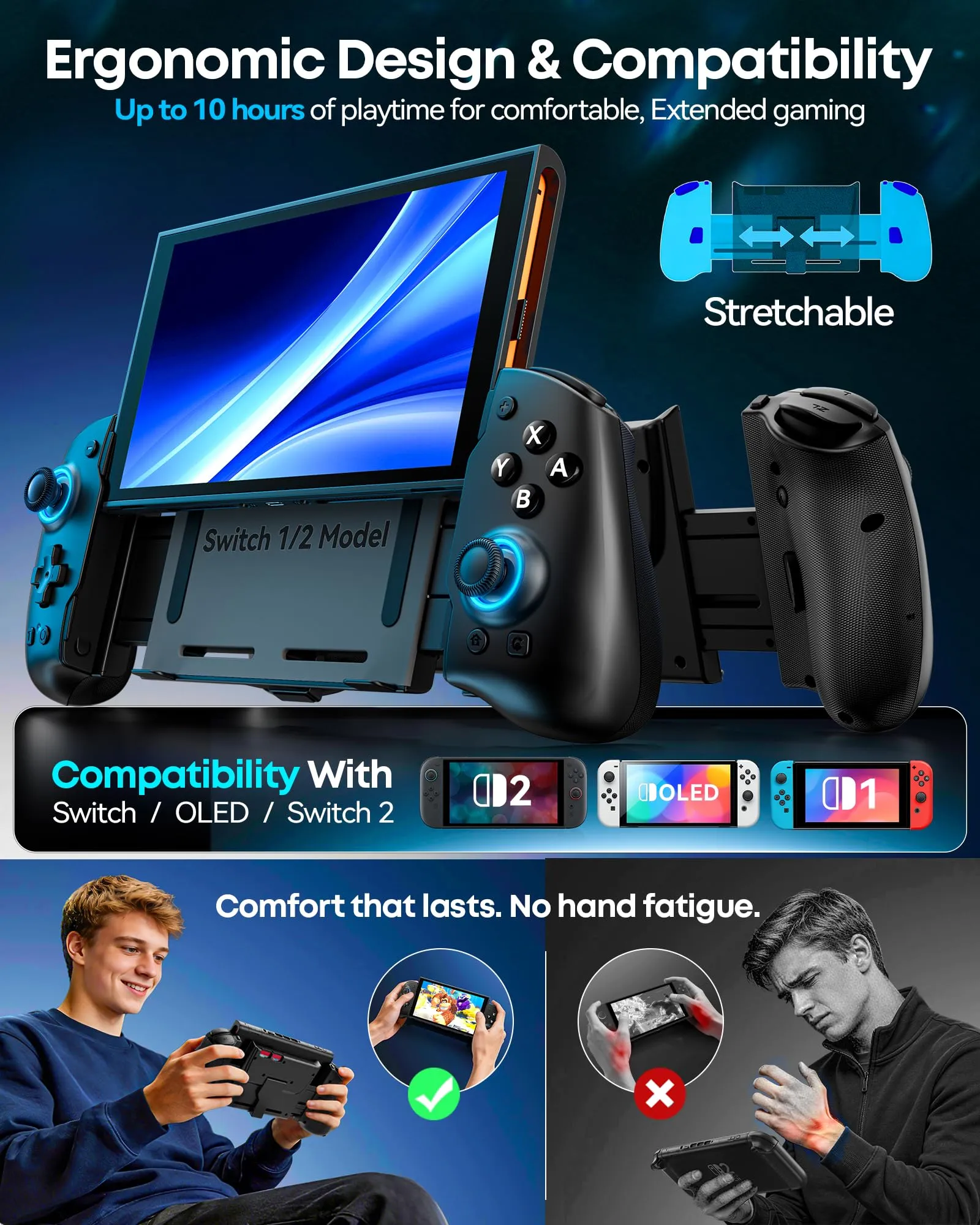 OIVO Controller per Nintendo Switch 2/Switch/OLED con TMR Joystick, Design Telescopico, Luci RGB, Turbo Regolabile, Vibrazione e Macro Programmabile - immagine 2