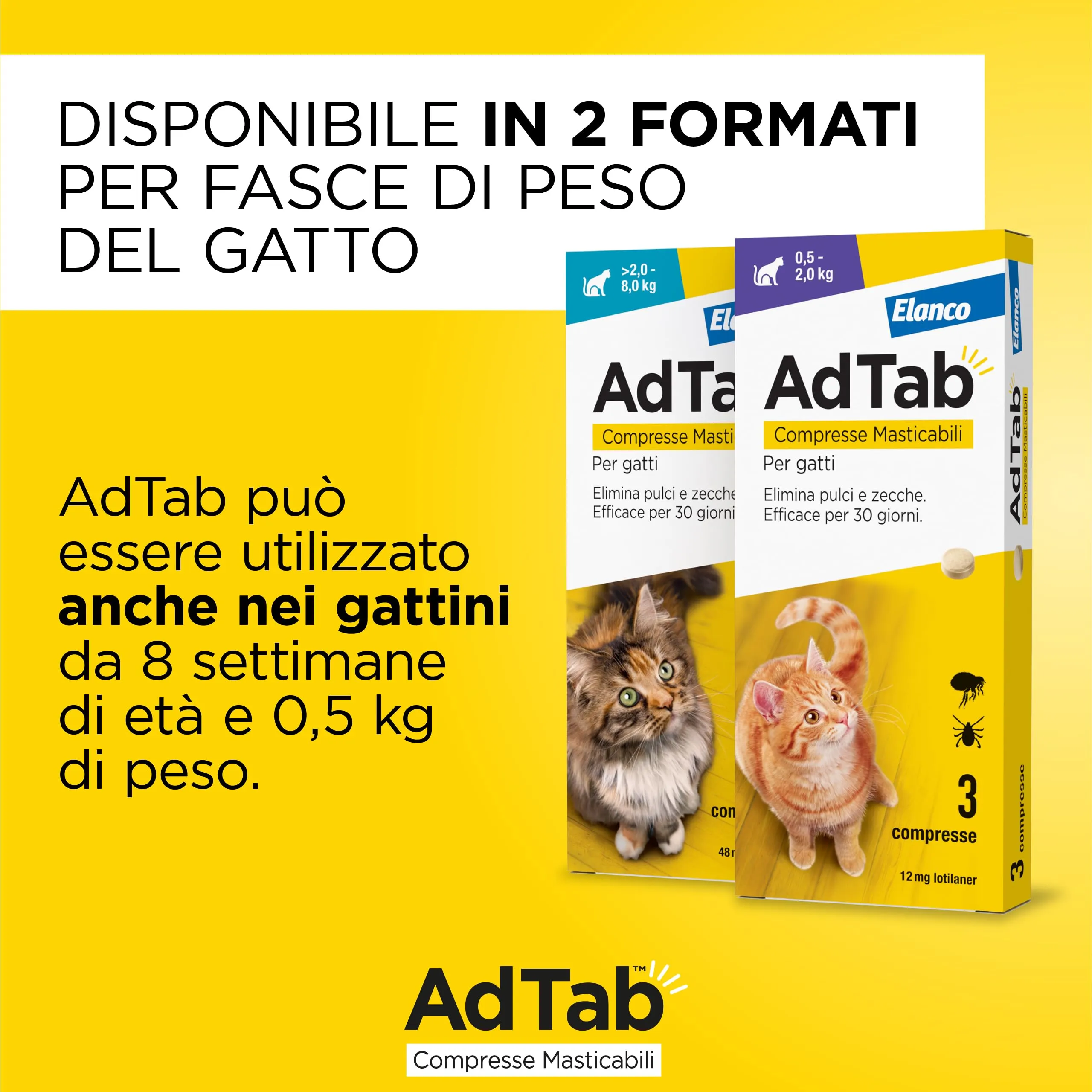 AdTab Compresse Masticabili per gatti 0,5-2,0 kg - 3 compresse - immagine 5