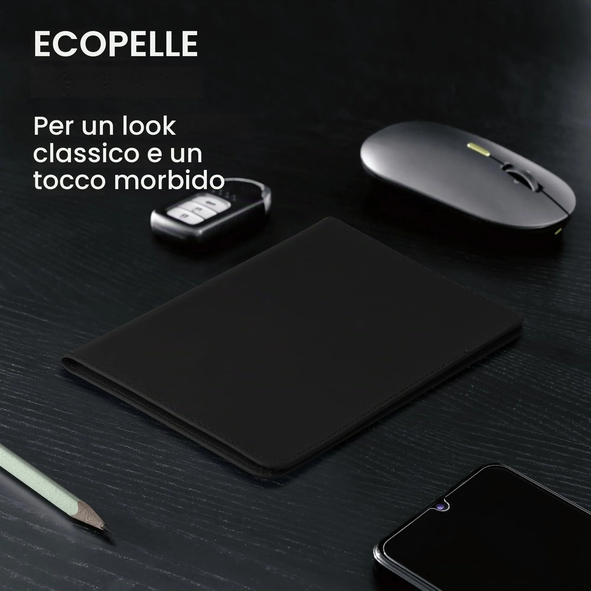 kwmobile Custodia in Pelle Nabuk per Libretto di Circolazione e Patente, Nero - immagine 3