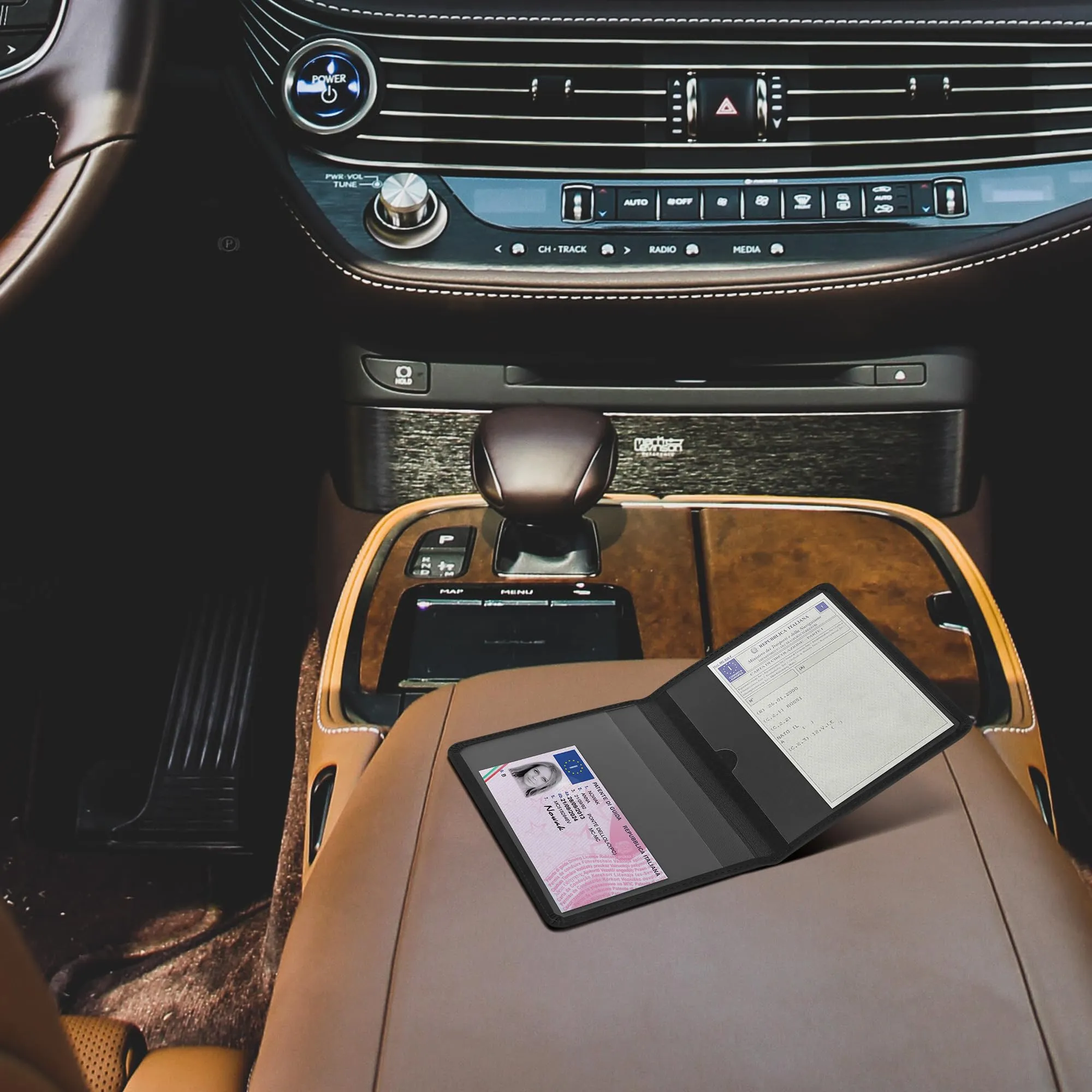 kwmobile Custodia in Pelle Nabuk per Libretto di Circolazione e Patente, Nero - immagine 5