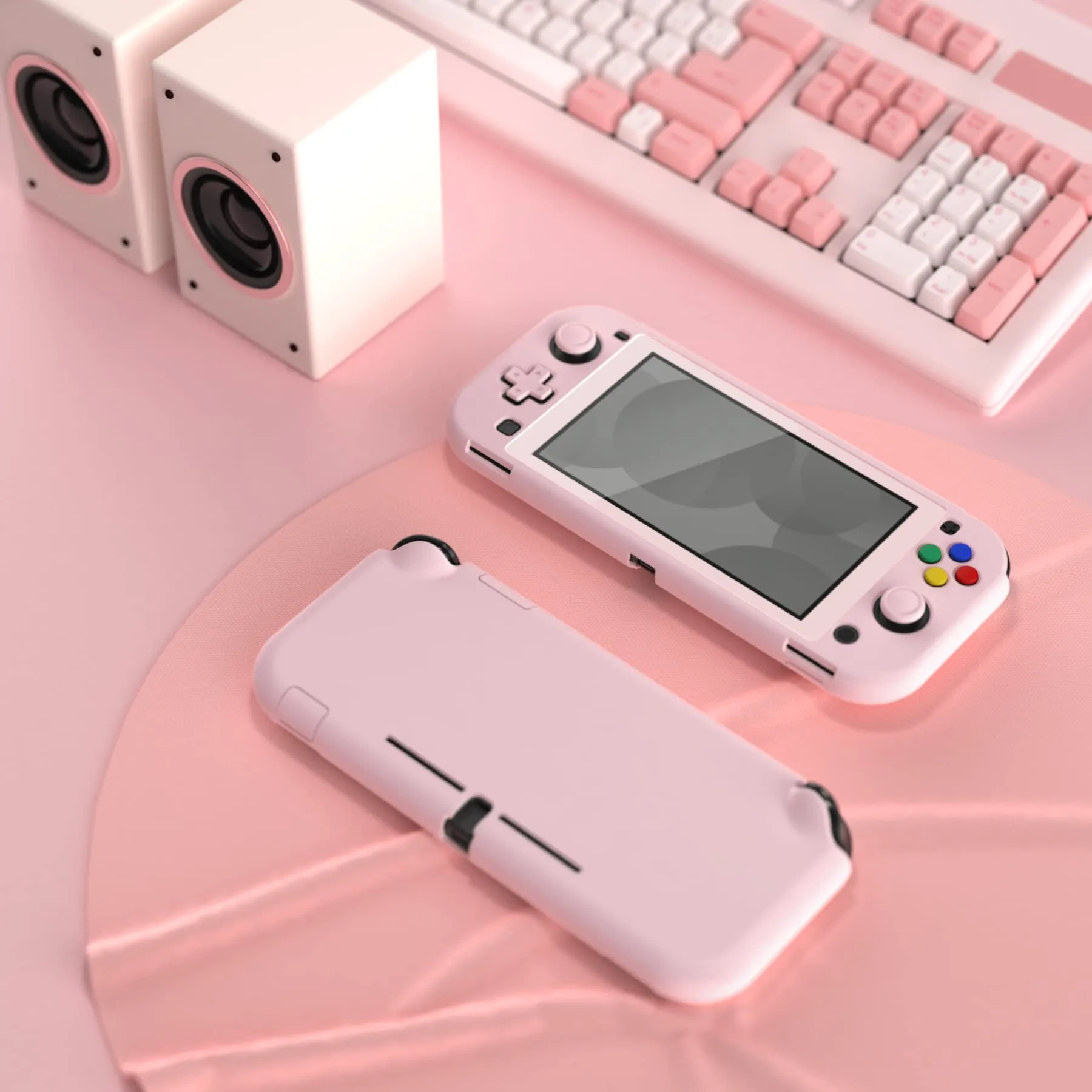 eXtremeRate PlayVital Cover Protettiva Rigida per Nintendo Switch Lite - Floreale, Rosa - immagine 4