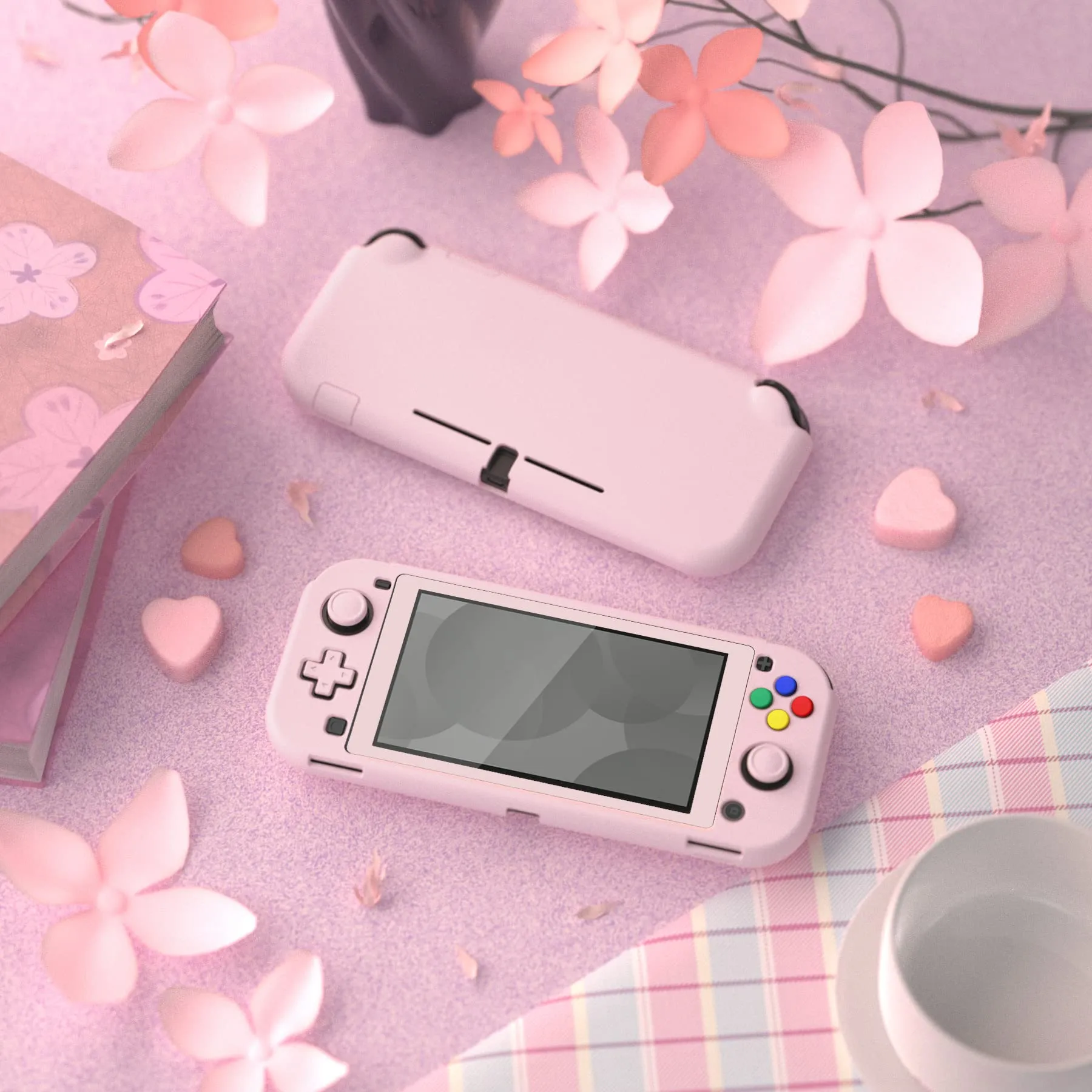 eXtremeRate PlayVital Cover Protettiva Rigida per Nintendo Switch Lite - Floreale, Rosa - immagine 5