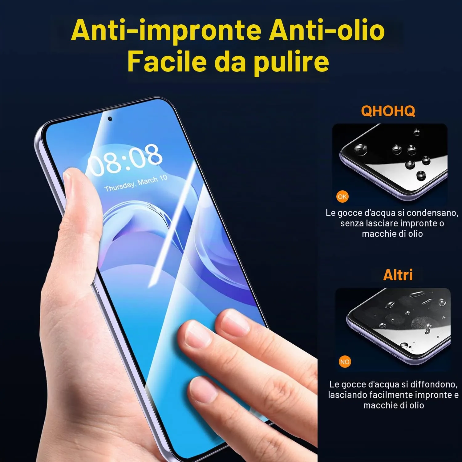 QHOHQ Vetro Temperato per Samsung Galaxy A54 5G con Protezioni Fotocamera Posteriore (3+3 Pezzi) - immagine 2