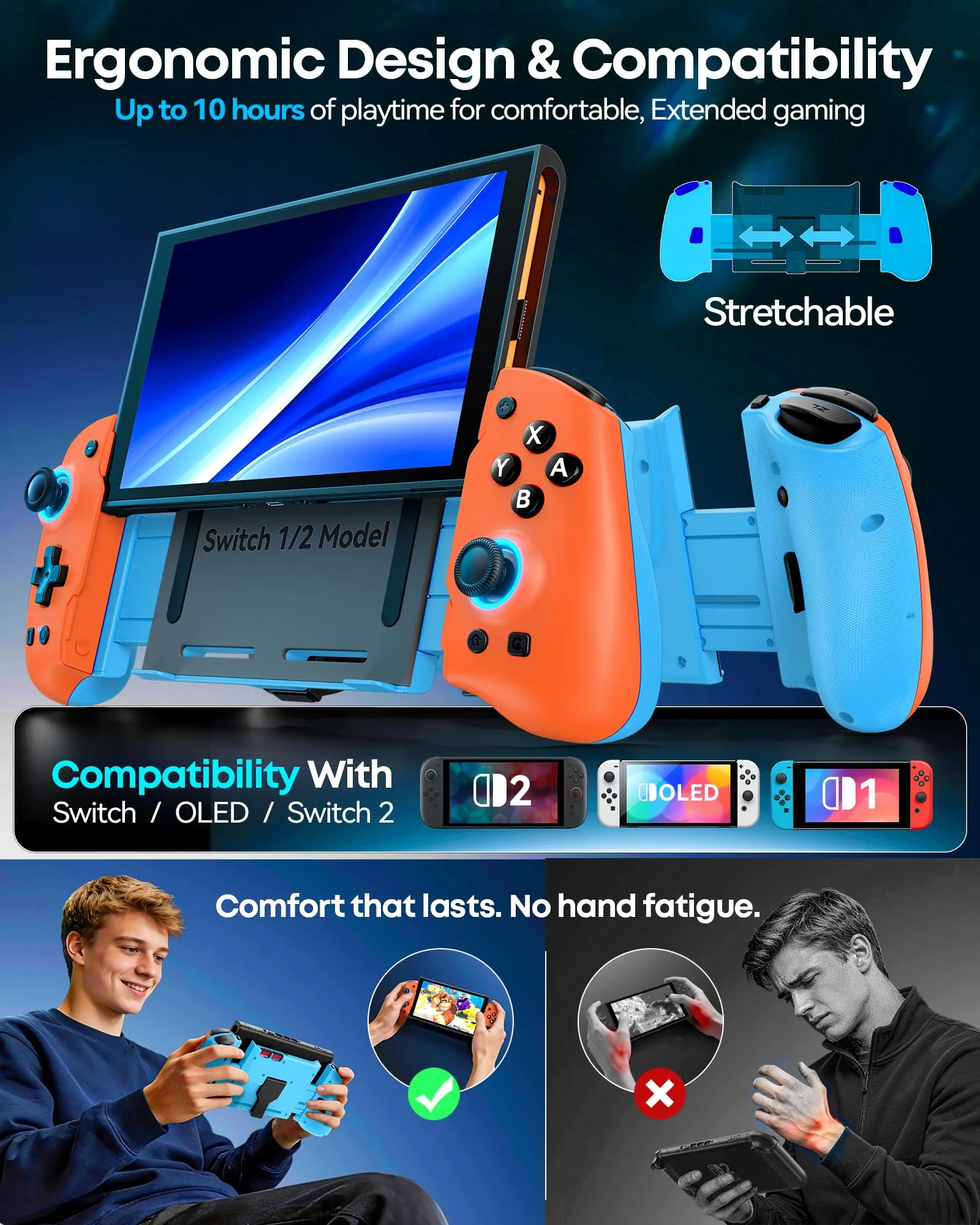 OIVO Controller per Nintendo Switch 2, Switch, OLED con Joystick TMR, Design Telescopico, Luci RGB, Turbo Regolabile, Vibrazione e Macro Programmabile - immagine 2