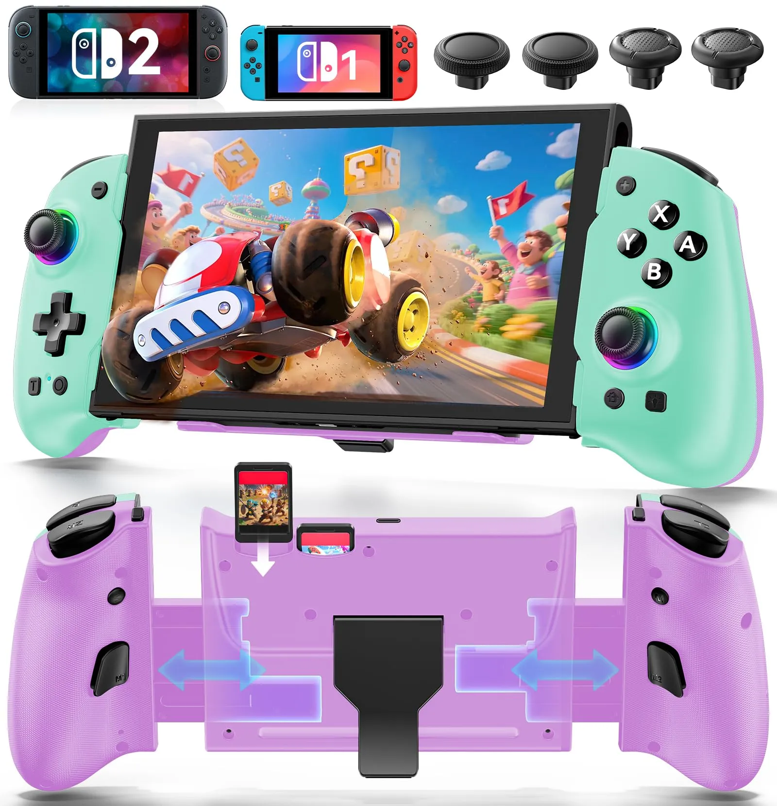 OIVO Controller per Nintendo Switch 2/Switch/OLED con Joystick TMR, Design Telescopico, Luci RGB, Turbo, Vibrazione e Macro Programmabili - immagine 1