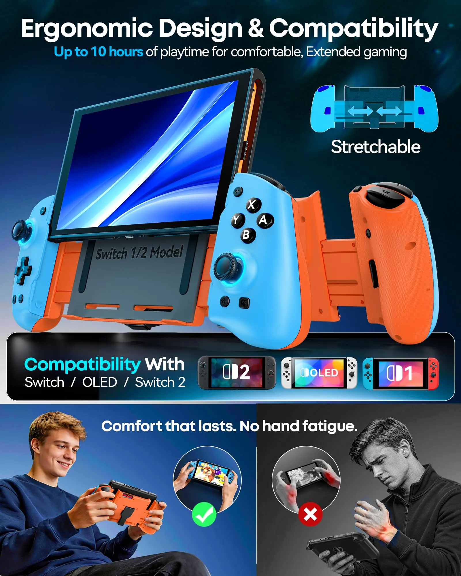 OIVO Controller per Nintendo Switch 2, Switch, OLED con TMR Joystick, Design Telescopico, Luci RGB, Turbo, Vibrazione e Macro Programmabile - immagine 2