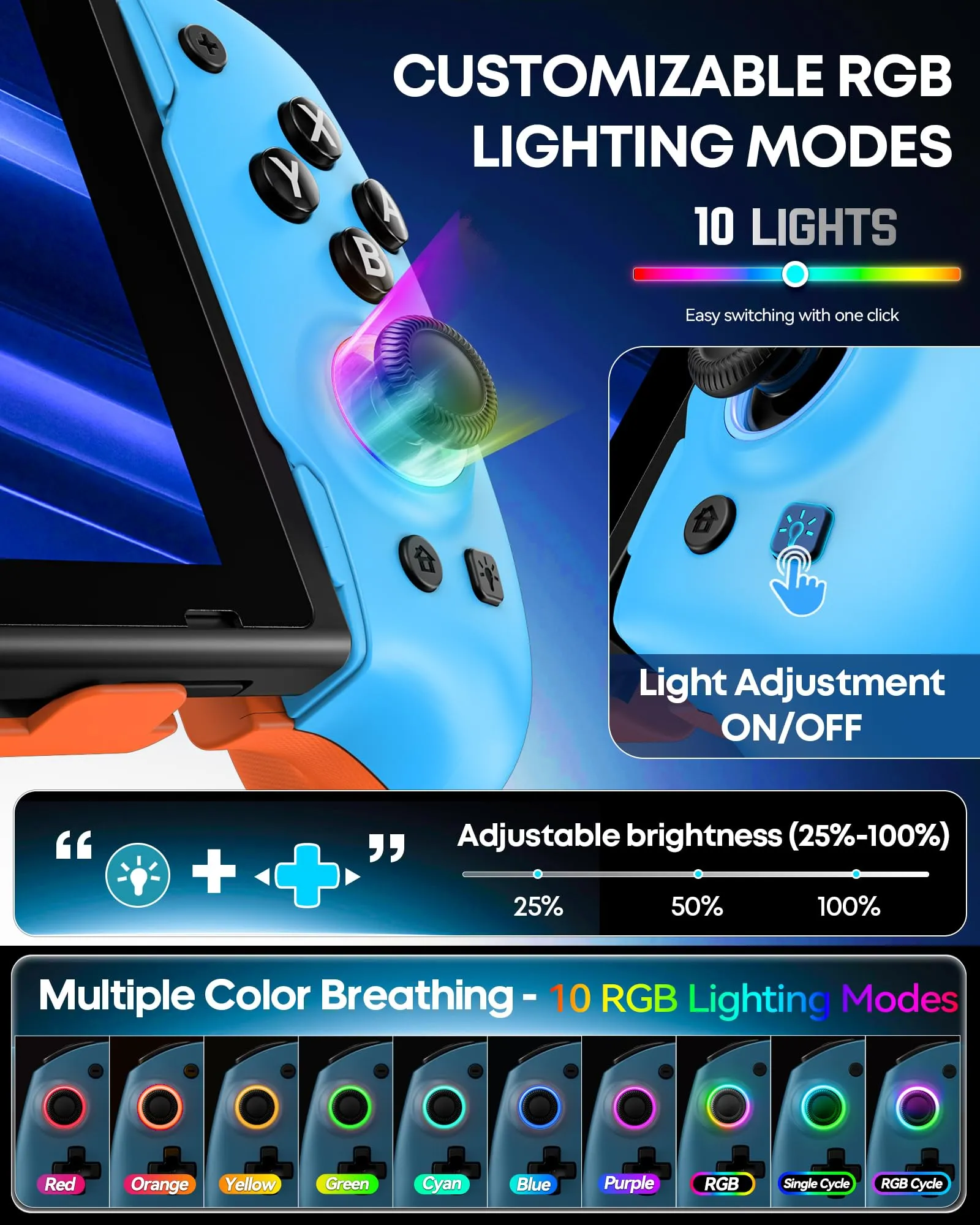 OIVO Controller per Nintendo Switch 2, Switch, OLED con TMR Joystick, Design Telescopico, Luci RGB, Turbo, Vibrazione e Macro Programmabile - immagine 7