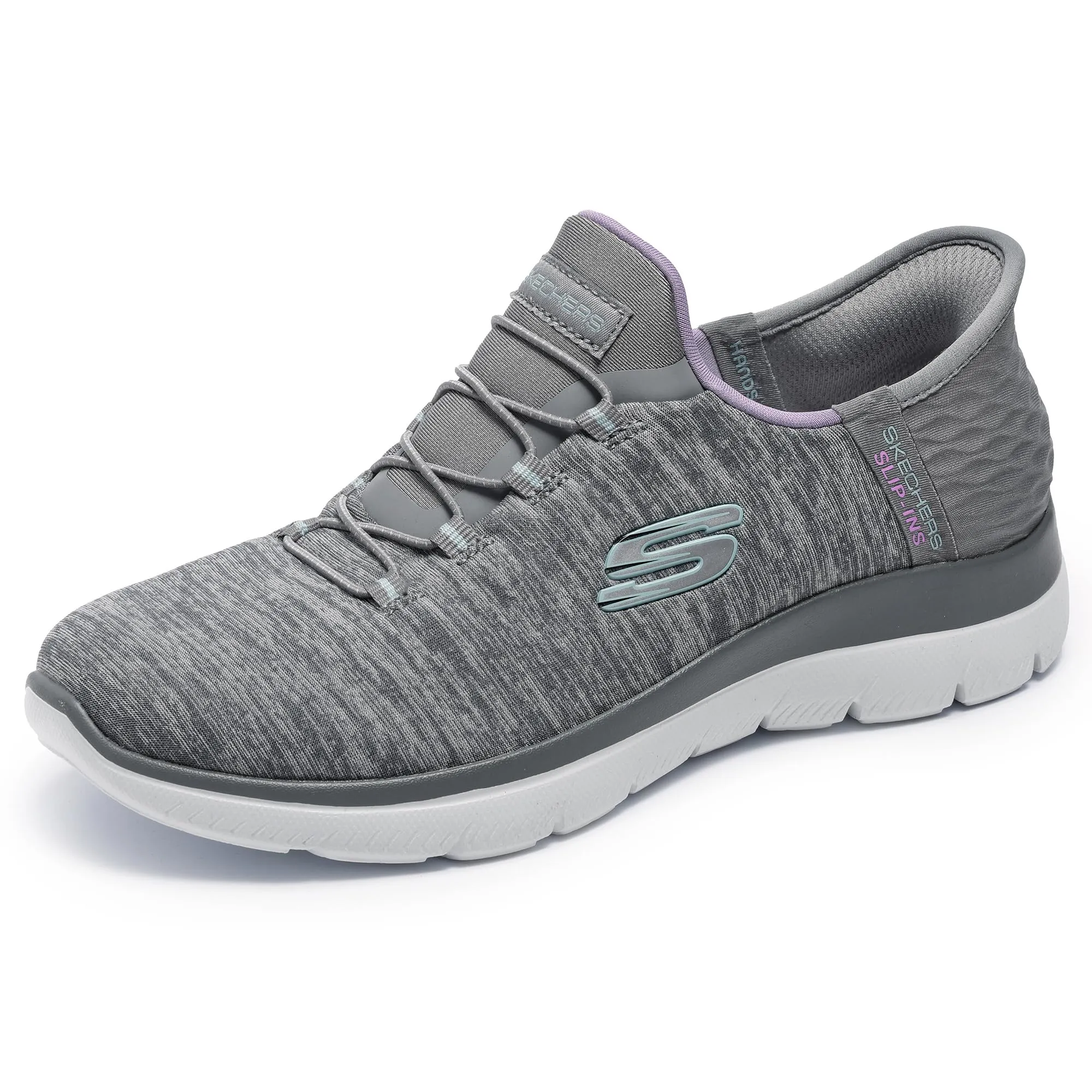 Skechers Donna Summits Dazzling Haze Slip-in Allenatrice, Gray Mesh/Multi Trim, 39 EU - immagine 1
