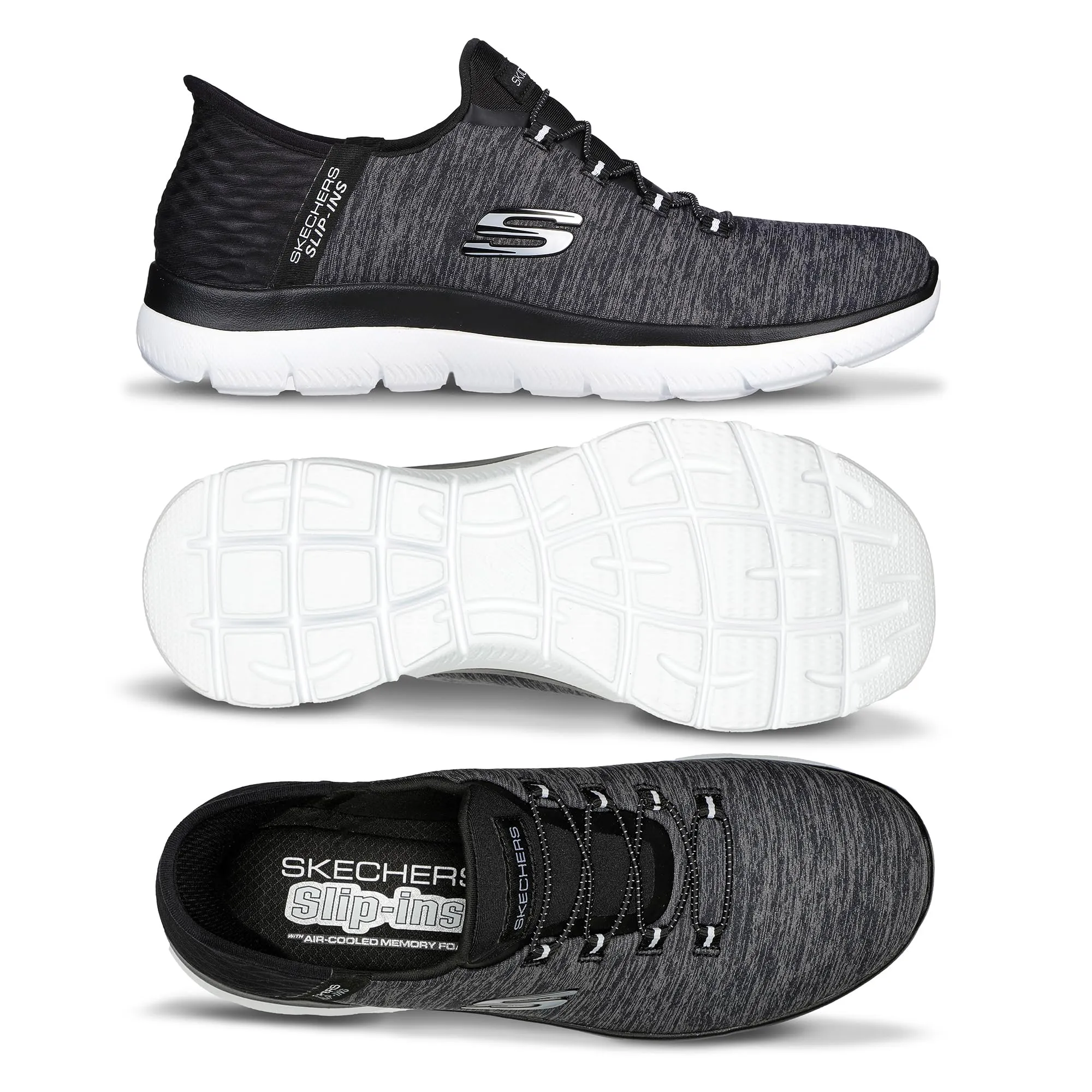Skechers Donna Summits Dazzling Haze Slip-in Allenatrice, Black Mesh/White Trim, 38 EU - immagine 9